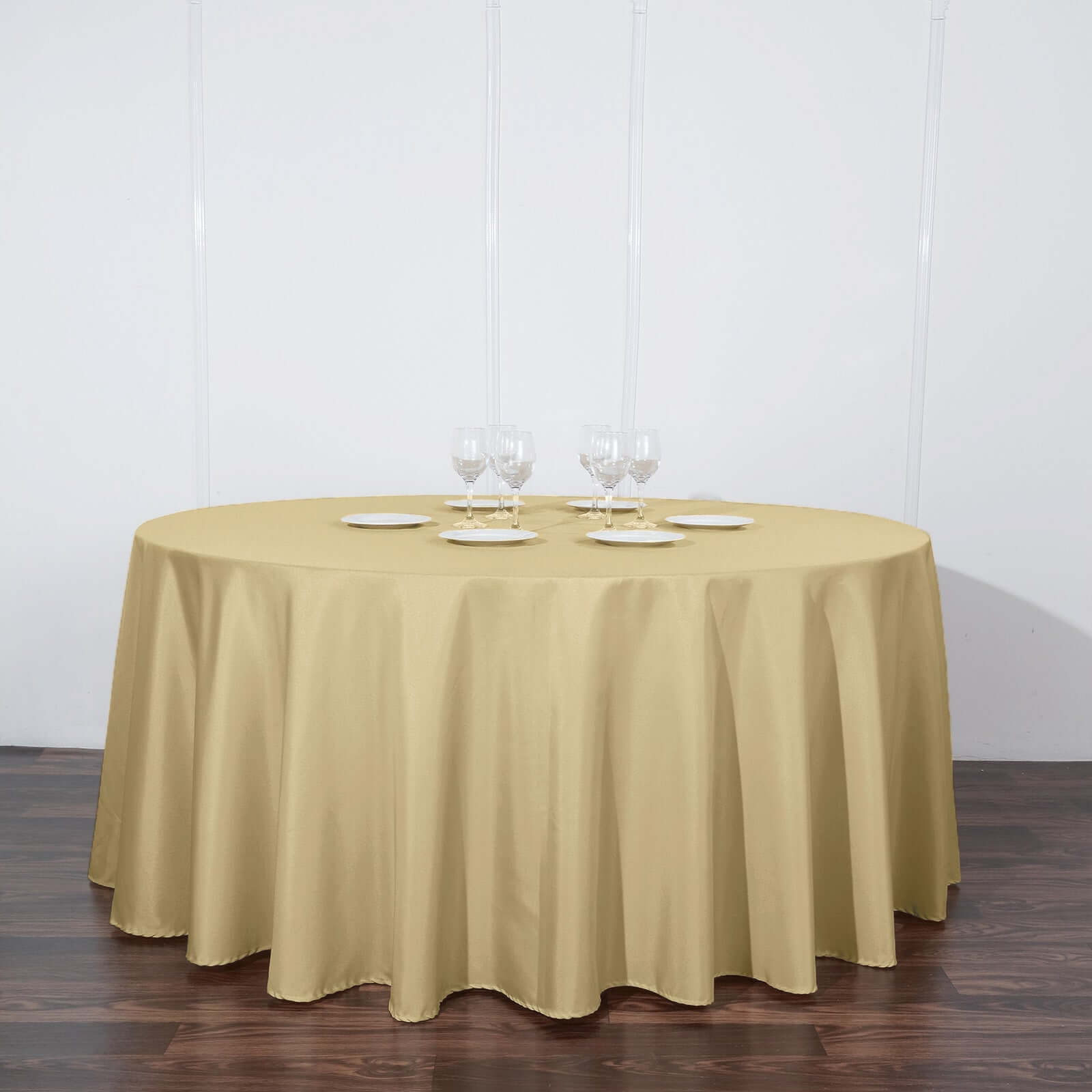 Polyester 120 Round Tablecloth Champagne - Seamless Wrinkle-Resistant Table Cover