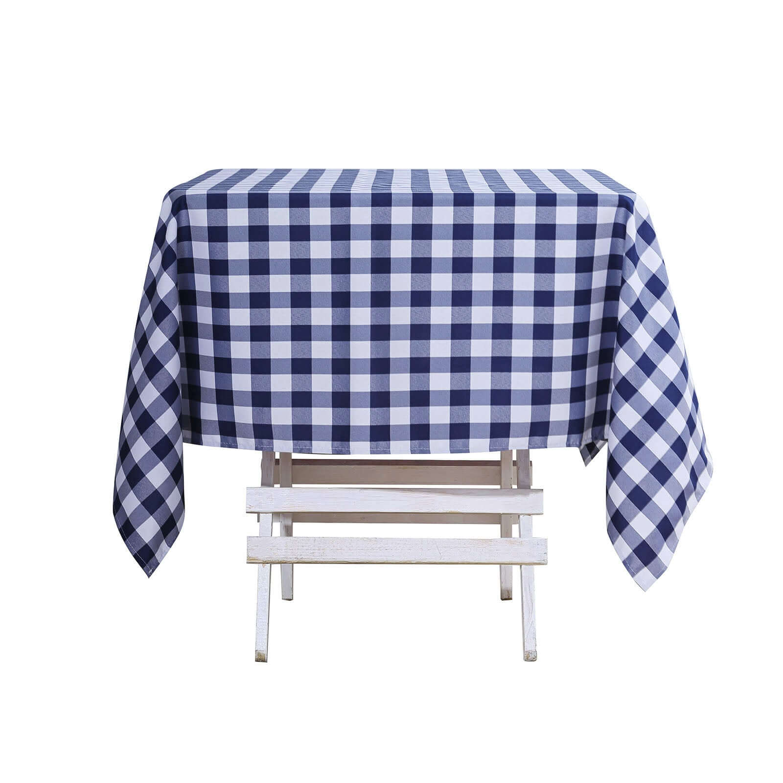 Polyester 54x54 Square Tablecloth White/Navy Blue - Checkered Buffalo Plaid Design for Casual Table Settings