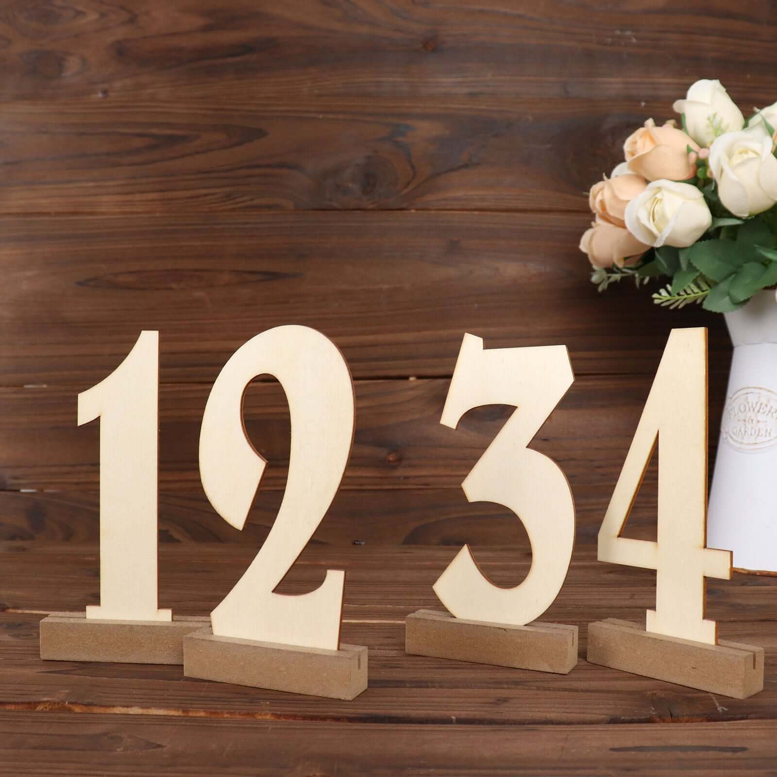 20-Pack Wooden Wedding Table Numbers Natural 1-20 with Holder Base - Perfect Rustic Signs for Receptions 6