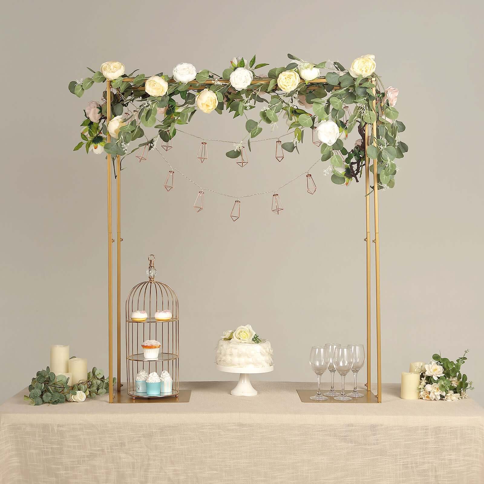 Adjustable Flower Arch Gold Metal Over-The-Table Frame - Wedding Display 48 Tall