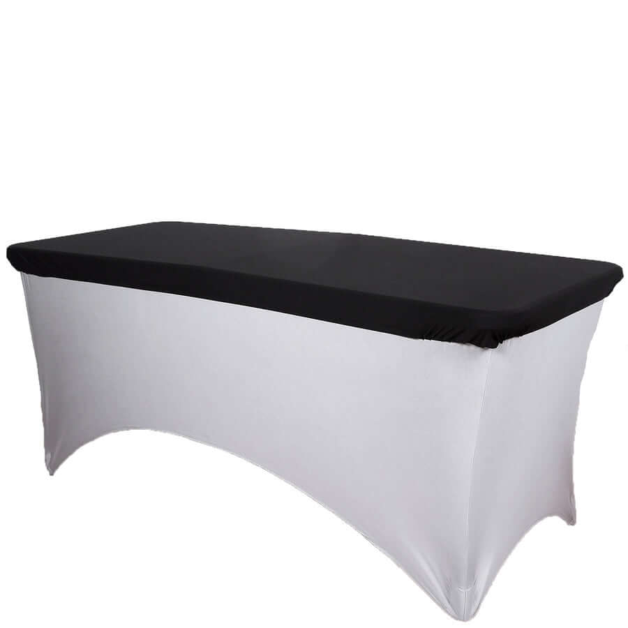 Stretch Spandex 72x30 Rectangle Tablecloth Top Cover Black - Durable Fitted Table Topper Cap