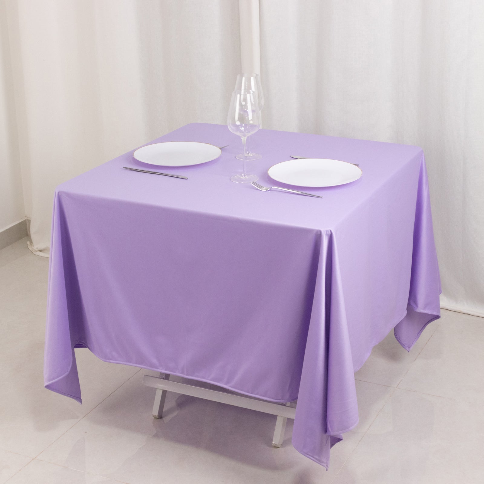 Premium Scuba Square 70x70 Tablecloth Lavender - Wrinkle Free & Stain Resistant Table Cover