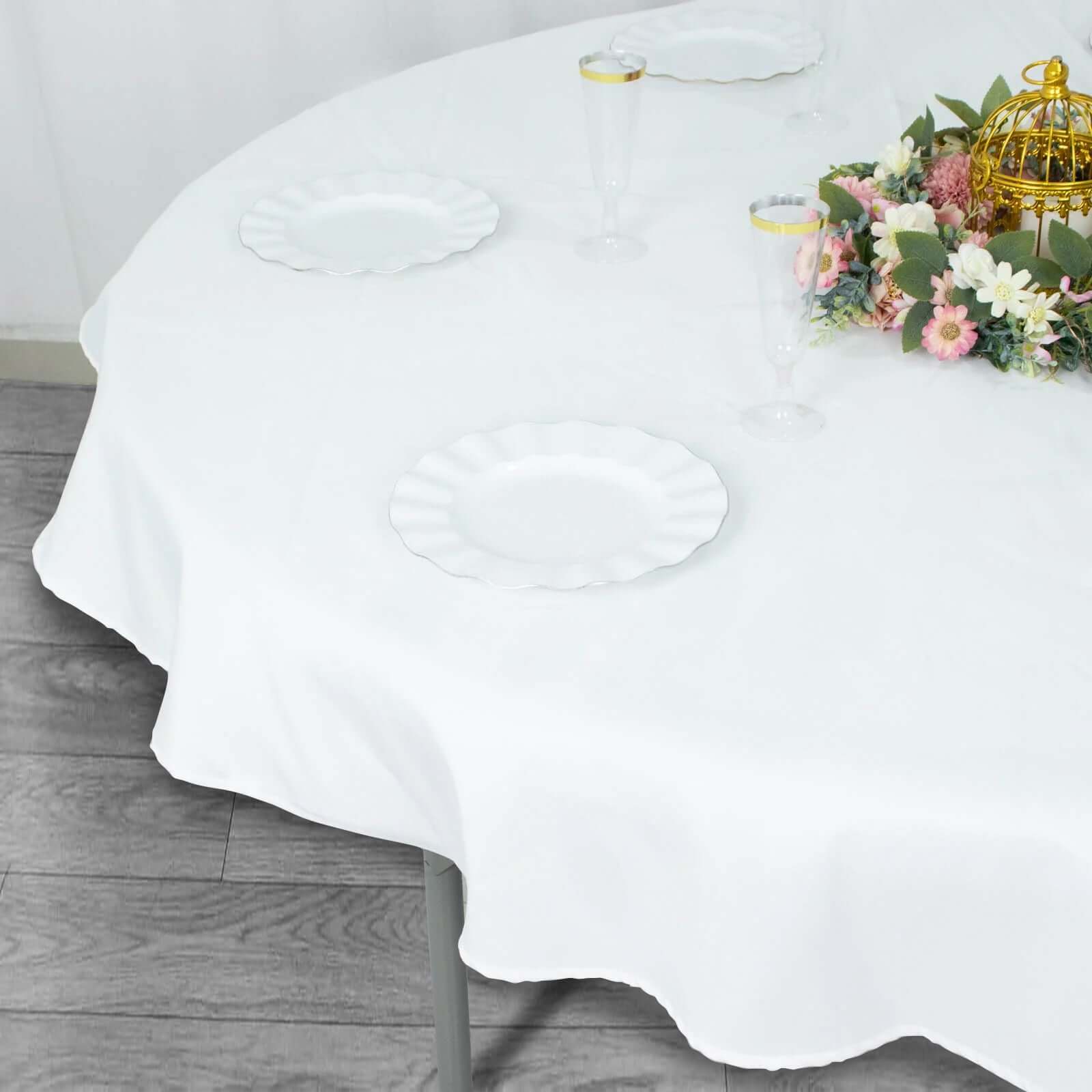 Premium Polyester 70 Round Tablecloth White - Stain and Wrinkle-Resistant 220GSM Table Cover for Weddings & Events