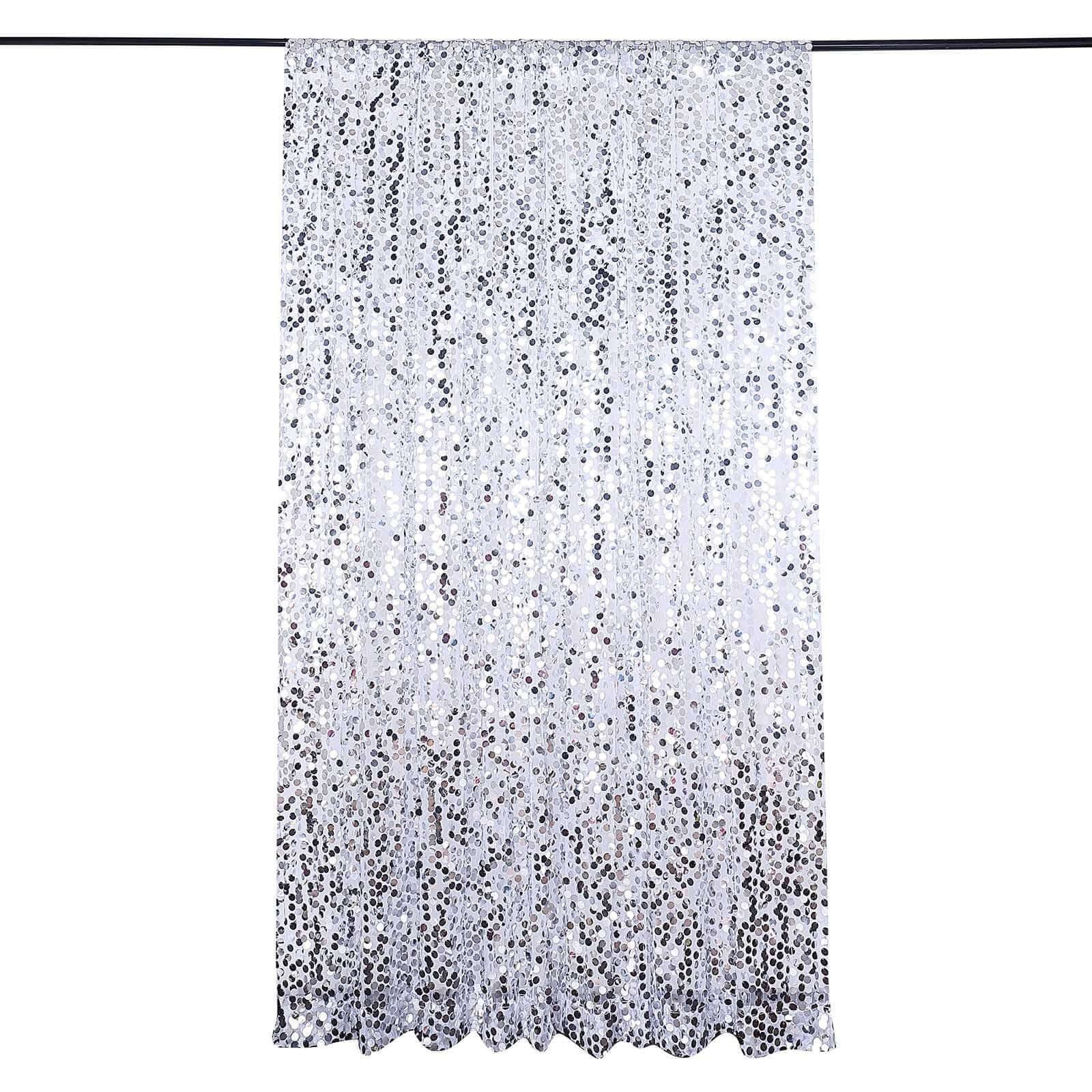 8ftx8ft Silver Big Payette Sequin Event Curtain Drapes, Backdrop Event Panel