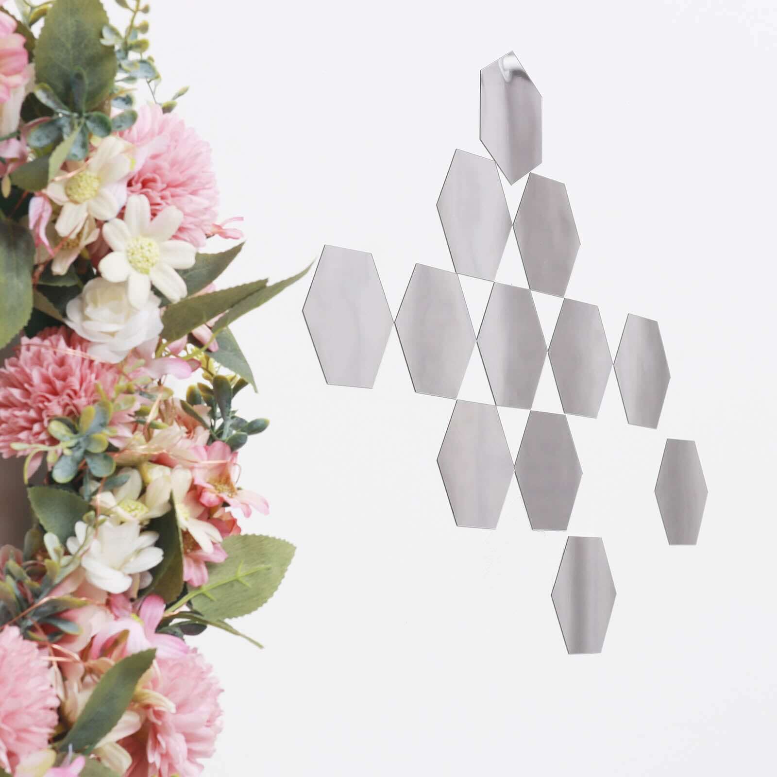 12 Pack Hexagon Acrylic Mirror Wall Stickers, 5 Removable Wall Decals For Home Decor