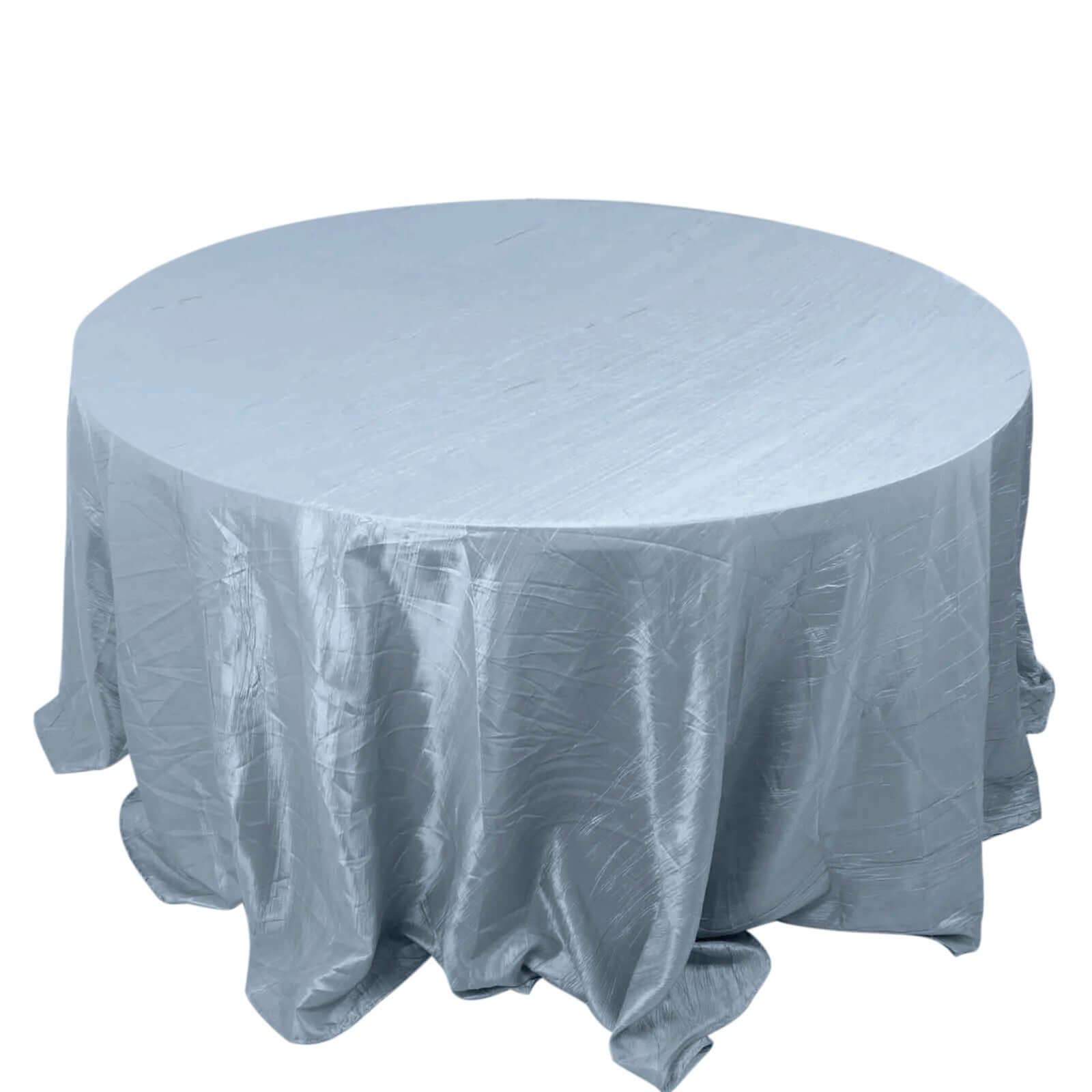 Taffeta 132 Round Tablecloth Dusty Blue - Seamless Accordion Crinkle Table Cover