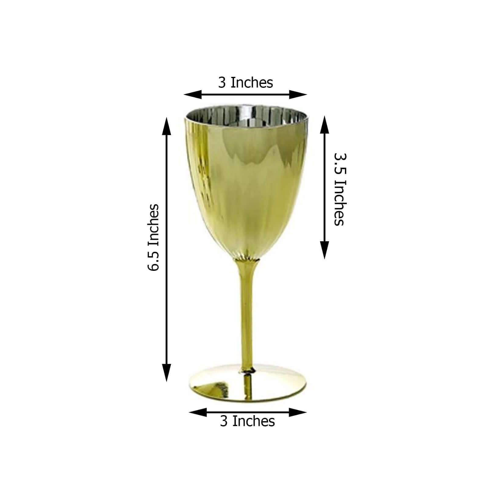 6-Pack Plastic Wine Glasses in Metallic Gold - Classy Disposable Goblets for Parties, Receptions & Banquets 8oz