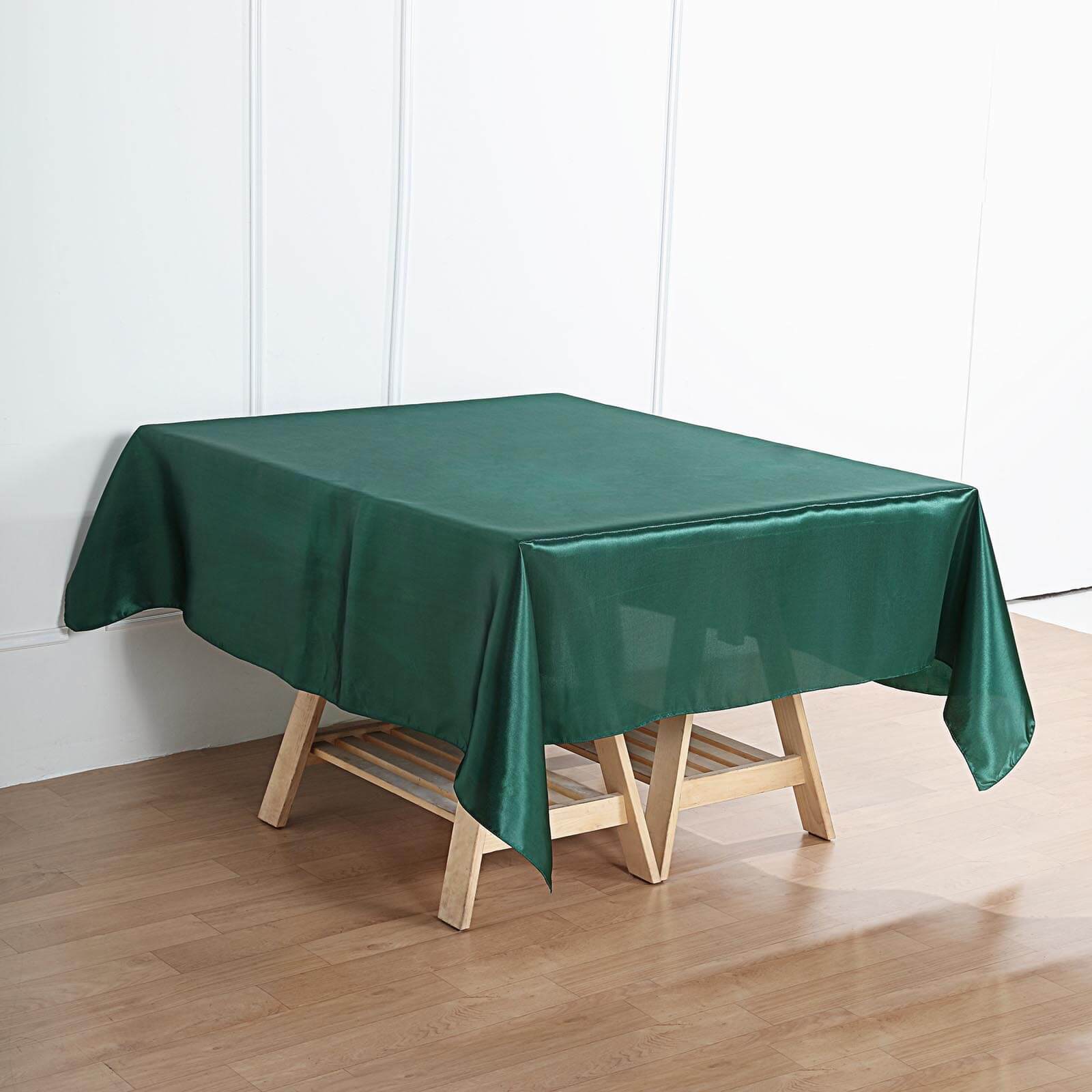 Satin 72x72 Table Overlay Square Tablecloth Hunter Emerald Green - Smooth Finish Table Cover