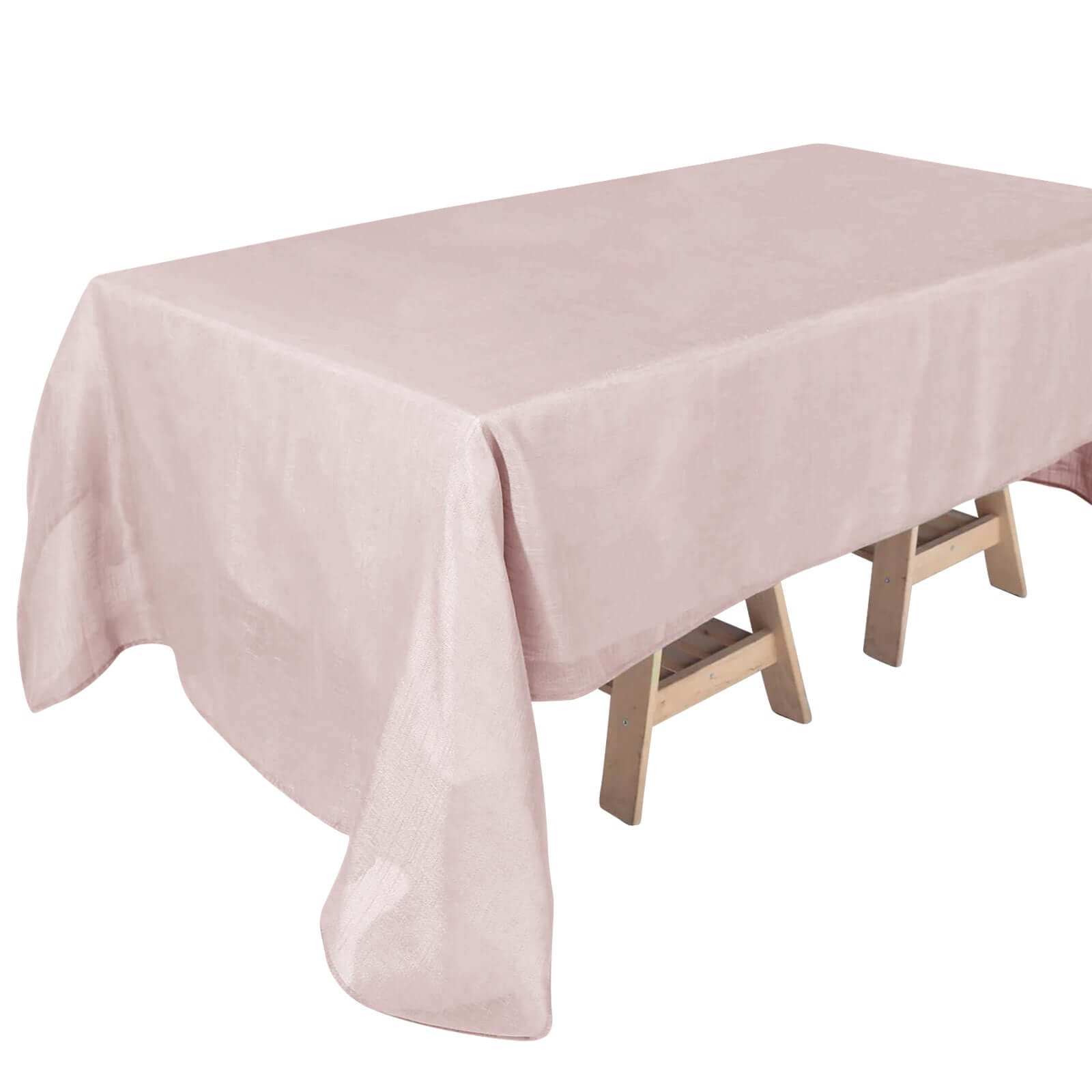 Faux Linen 60x126 Rectangular Tablecloth Blush - Slubby Textured & Wrinkle Resistant for Weddings and Special Events