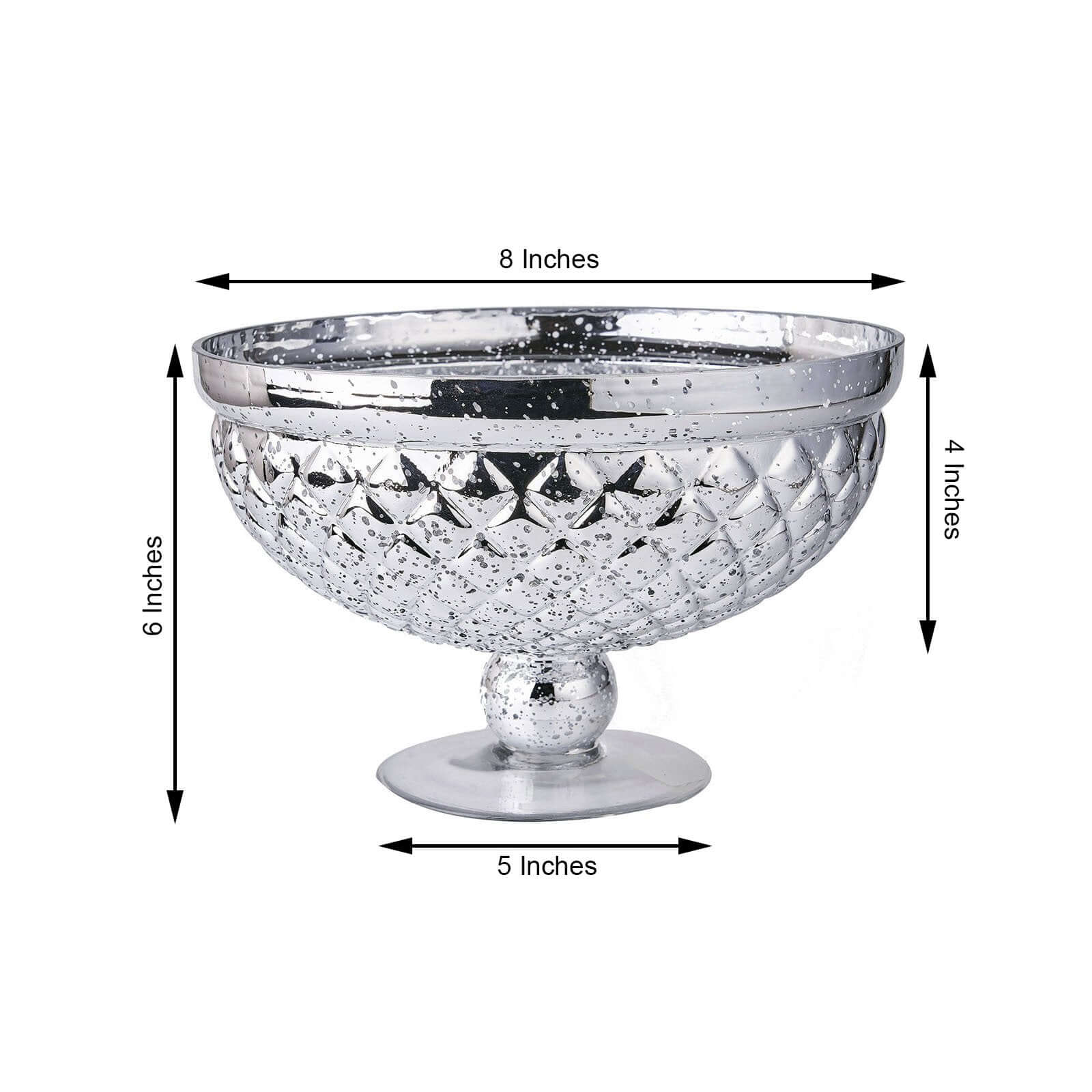 Mercury Glass Pedestal Bowl Vase Compote Style Silver - Sophisticated Floral Table Decor for Events 8