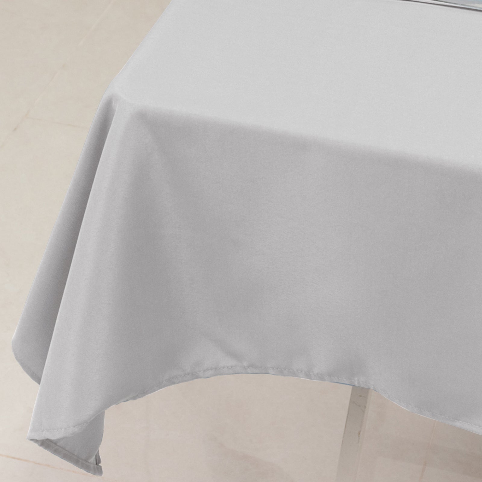 Premium Polyester 54x54 Square Tablecloth Silver - Stain and Wrinkle-Resistant 220GSM Table Cover