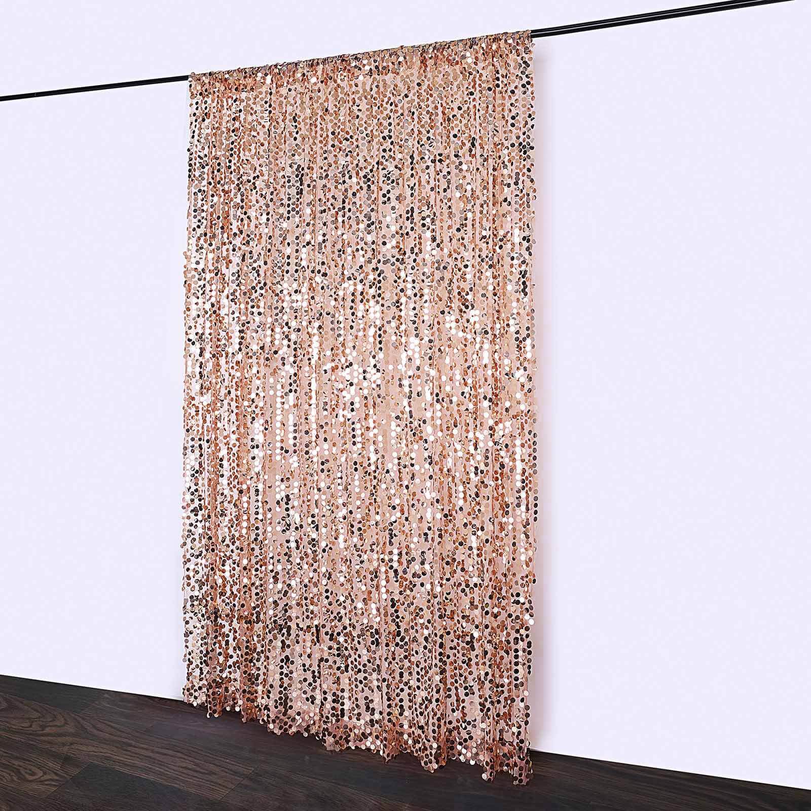 8ftx8ft Blush Big Payette Sequin Event Curtain Drapes, Backdrop Event Panel