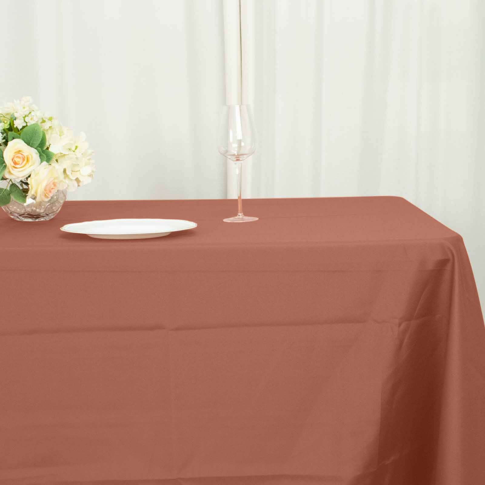 Polyester 72x120 Rectangle Tablecloth Terracotta (Rust) - Durable and Stylish Table Cover