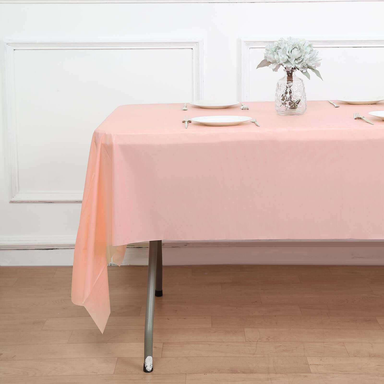 5-Pack Plastic Table Covers Blush Rectangle - Reliable PVC Disposable Covers for Gatherings 54x108