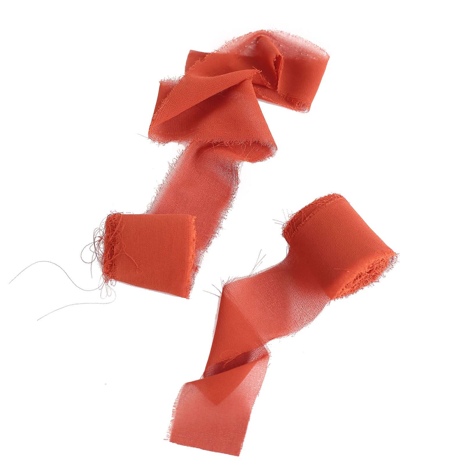 2 Pack 6yds Terracotta (Rust) Silk-Like Chiffon Ribbon Roll, DIY Wedding Bouquet Linen Wrap