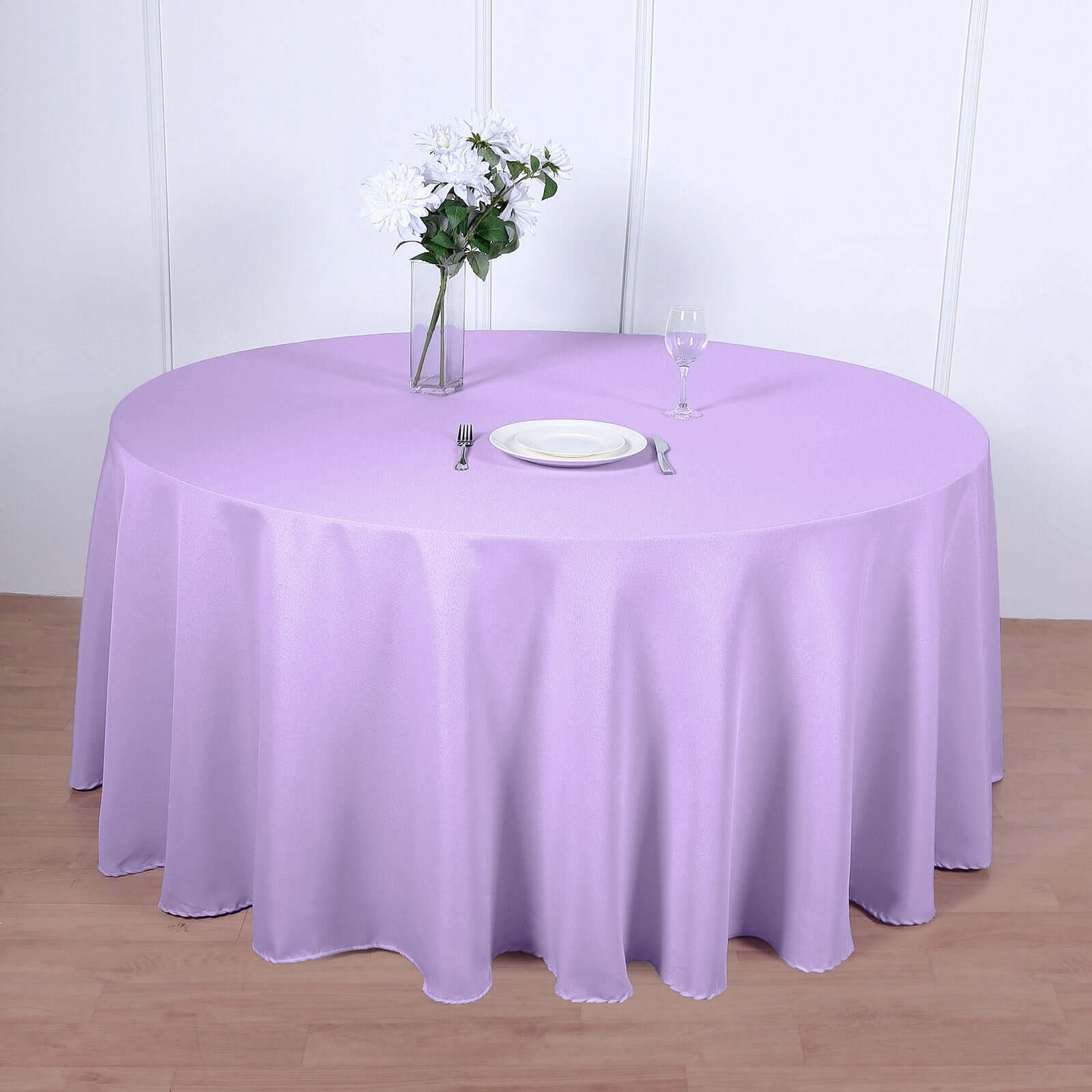 Polyester 120 Round Tablecloth Lavender Lilac - Seamless Wrinkle-Resistant Table Cover