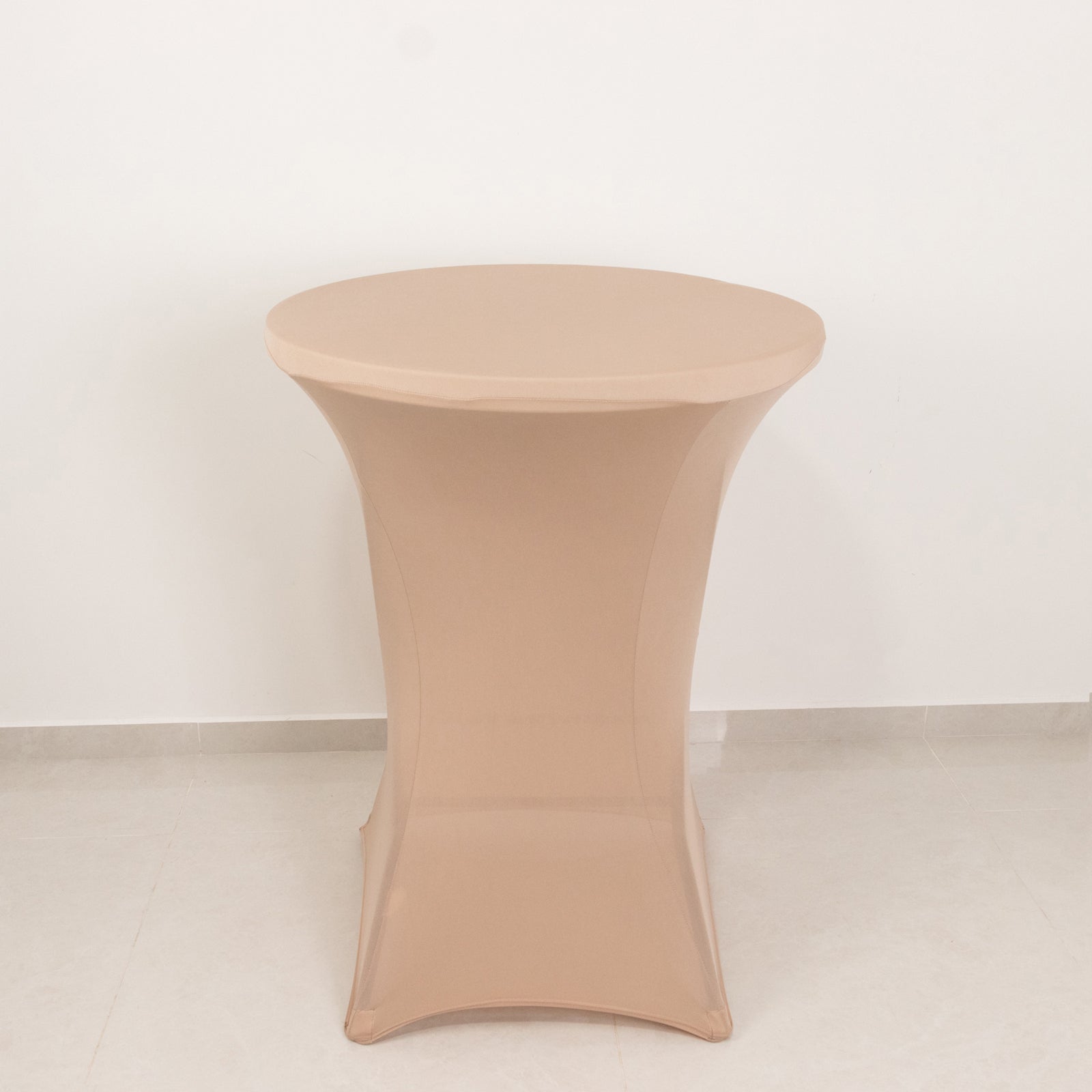 Spandex 24-32 Round Cocktail Table Cover Nude - Easy to Maintain Stretch Fitted Highboy Tablecloth