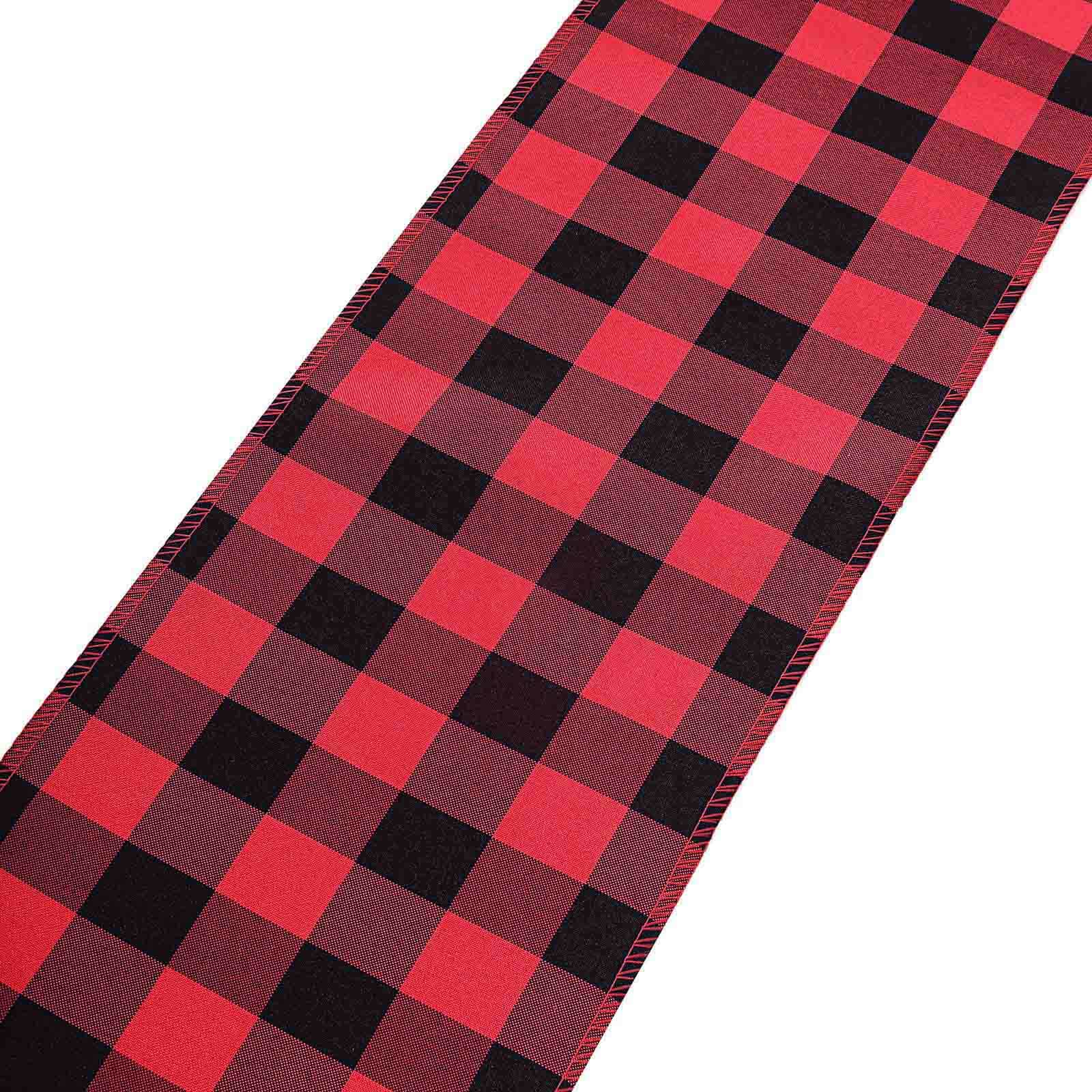 5 Pack Polyester Chair Sashes Black/Red Buffalo Plaid - Durable & Reusable Chair Bows 6x108