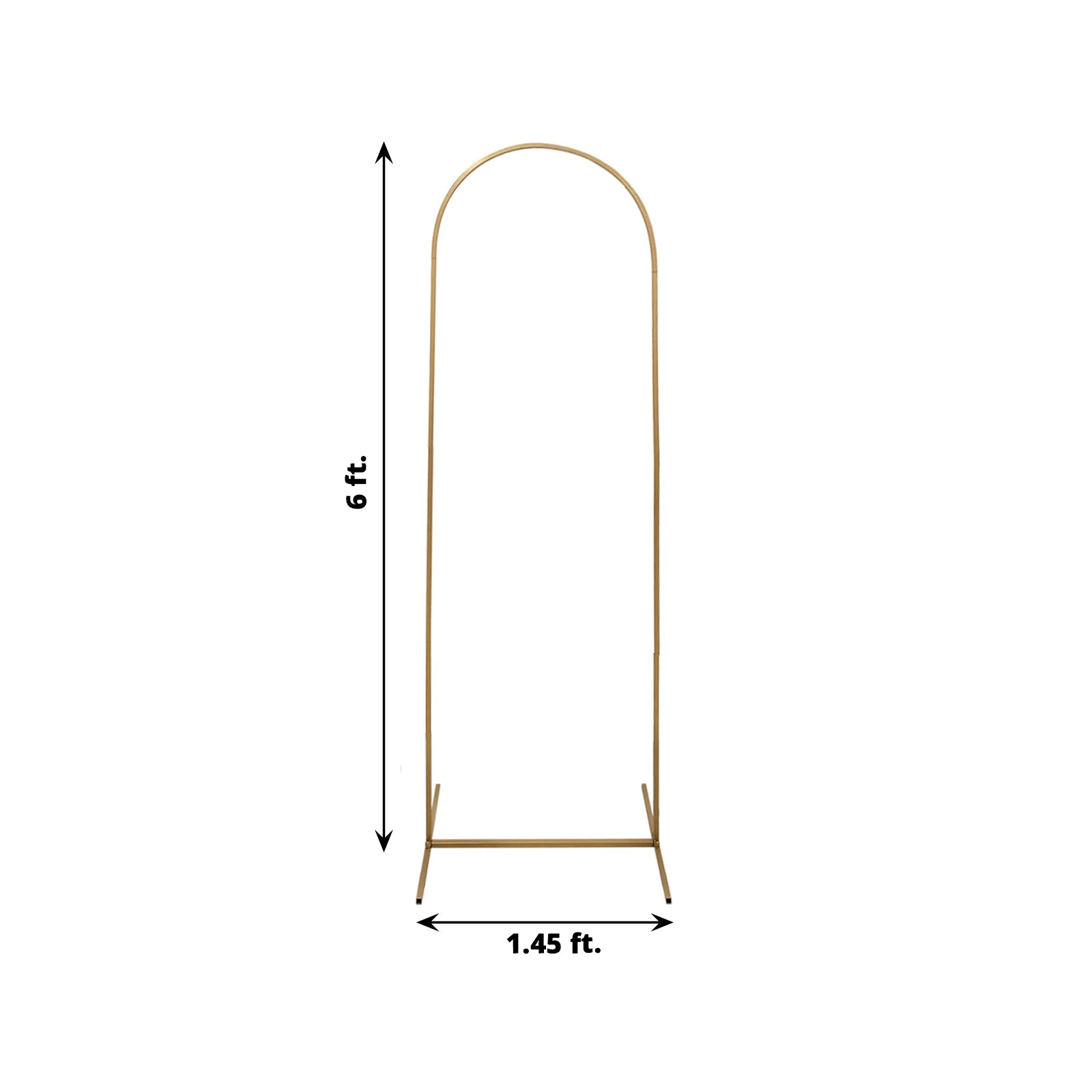 6ft Gold Metal Round Top Chiara Wedding Arch Backdrop Stand, Rectangular Floral Balloon Frame Ceremony Arbor