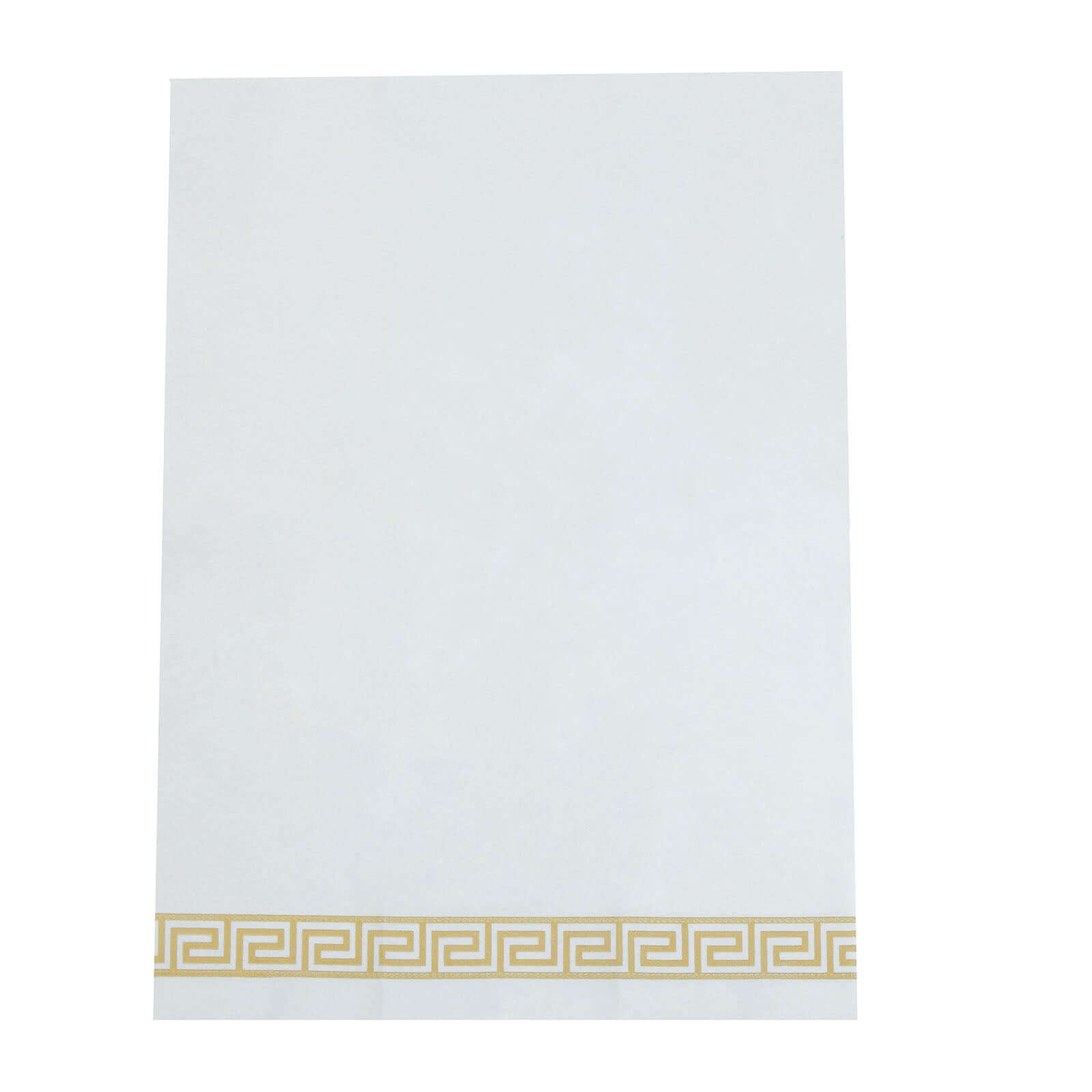 25 Pack Linen-Like Paper 8x4 Napkins White with Gold Greek Key Design - Soft & Absorbent Airlaid Hand Towels for Exquisite Weddings & Events