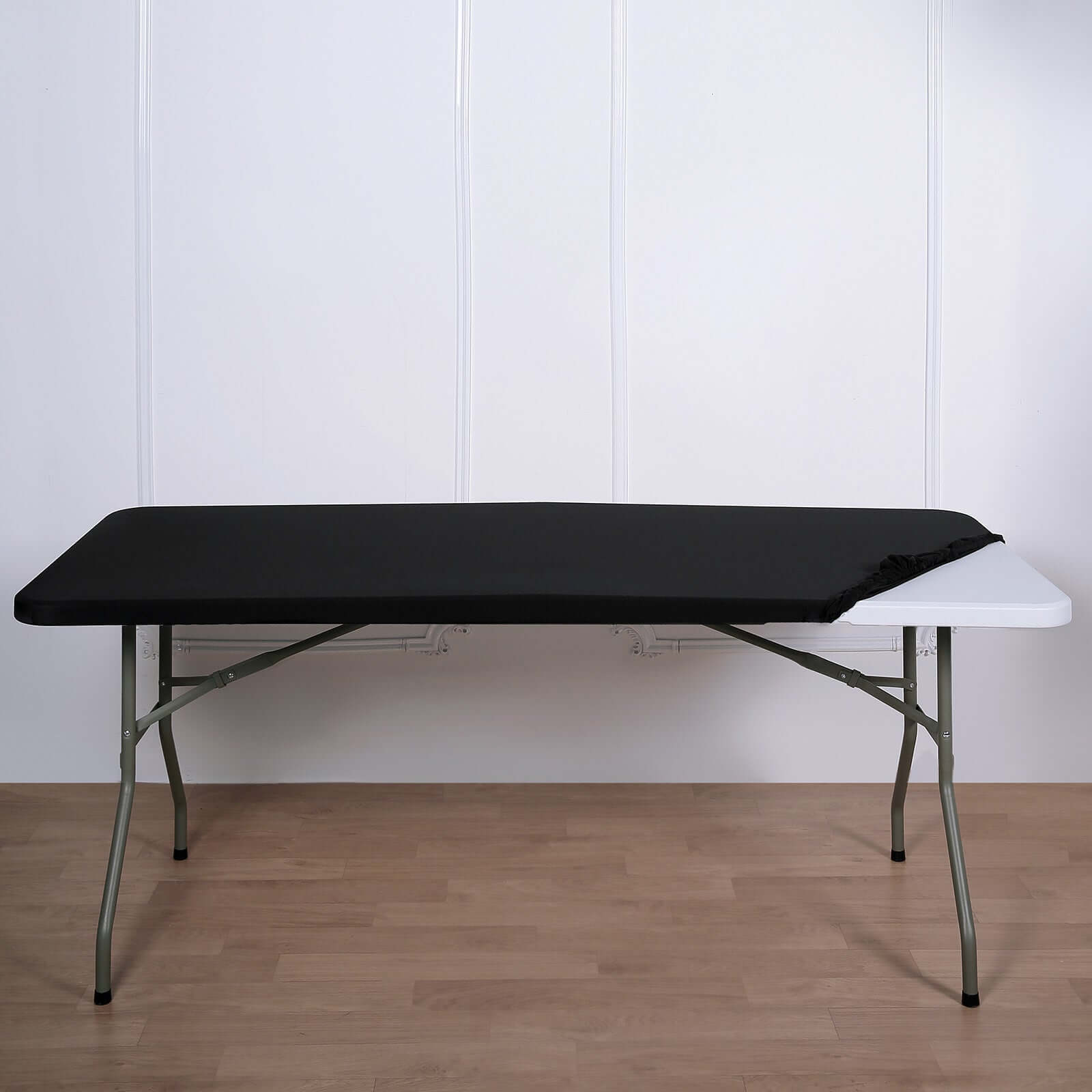 Stretch Spandex 72x30 Rectangle Tablecloth Top Cover Black - Durable Fitted Table Topper Cap