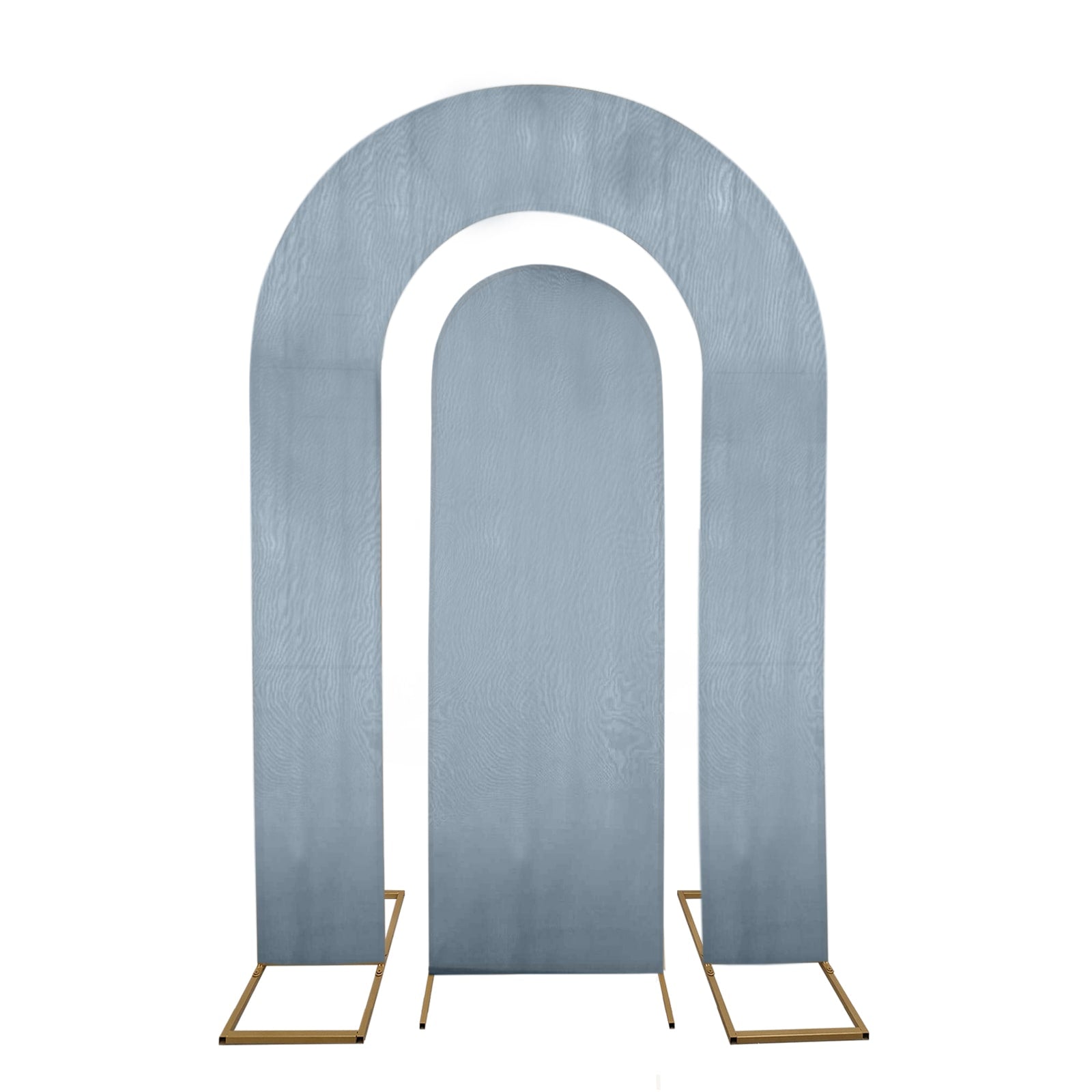 Set of 2 Dusty Blue Spandex Fitted Wedding Arch Covers for Round Top and Double Arch Chiara Backdrop Stands - 6ft,8ft