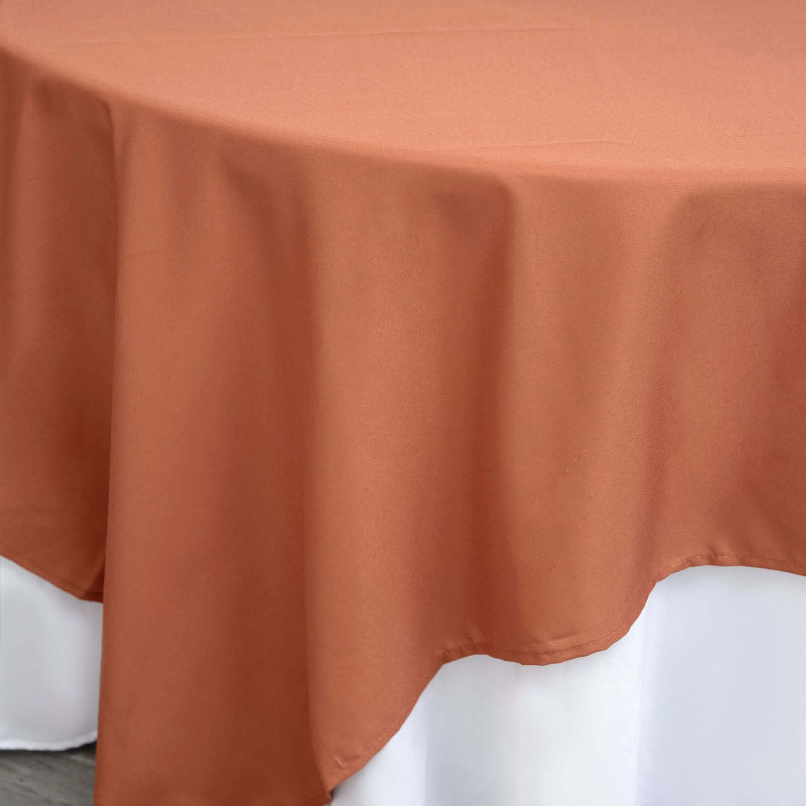 Polyester 90x90 Table Overlay Square Tablecloth Terracotta (Rust) - Wrinkle-Resistant & Durable Table Cover