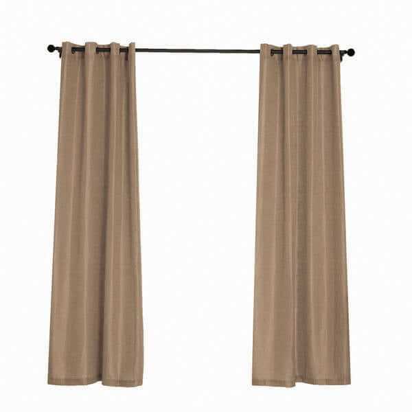 2 Pack Handmade Taupe Faux Linen Curtains 52x84, Curtain Panels With Chrome Grommets