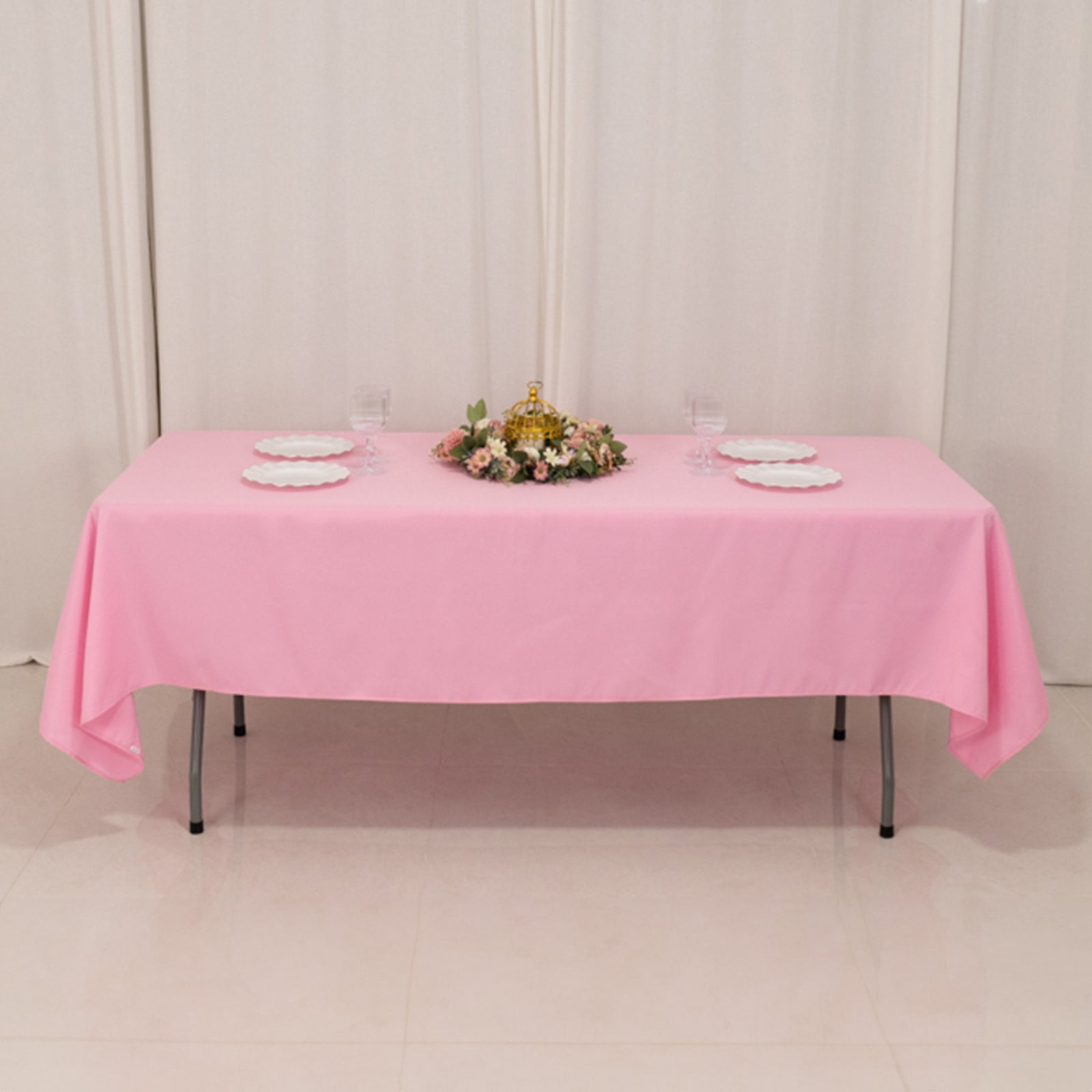 Premium Polyester 60x102 Rectangle Tablecloth Pink - Durable 220GSM Wrinkle-Resistant Table Cover