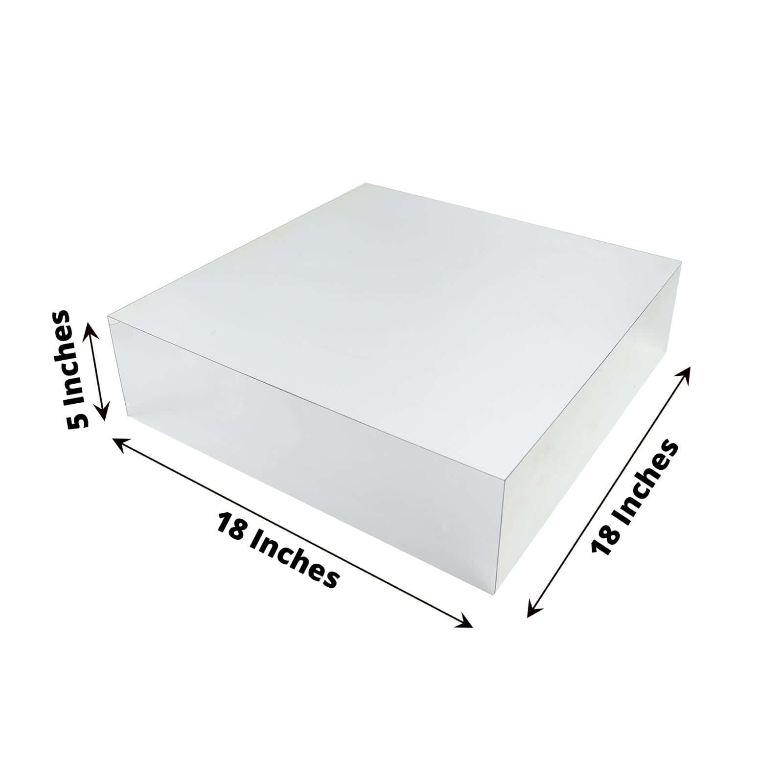 Acrylic Cake Box Stand Pedestal Riser Mirror Finish Silver - Decorative Display for Weddings 18x18