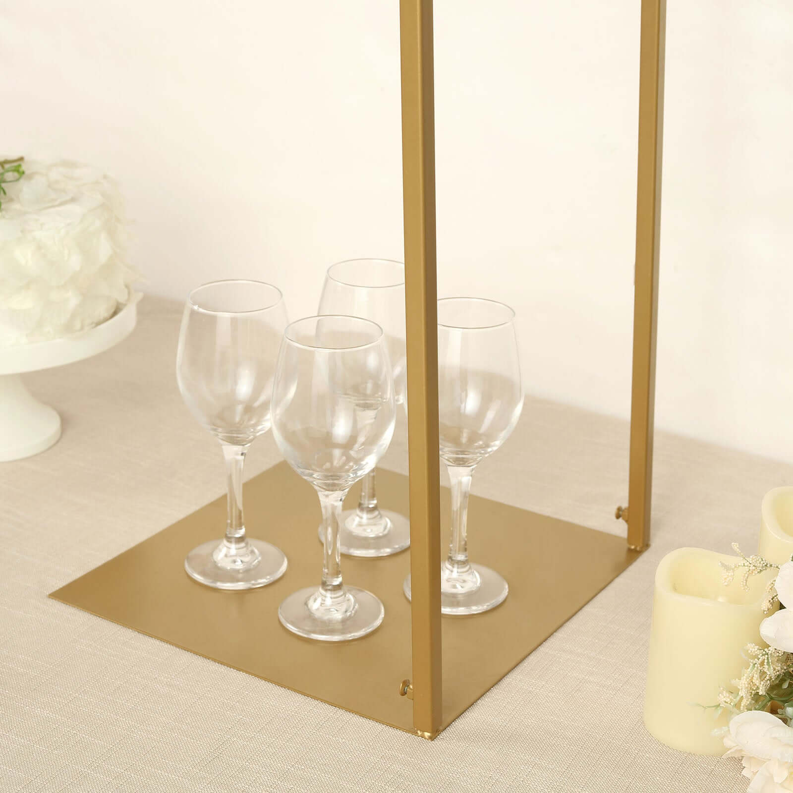 Adjustable Flower Arch Gold Metal Over-The-Table Frame - Wedding Display 48 Tall