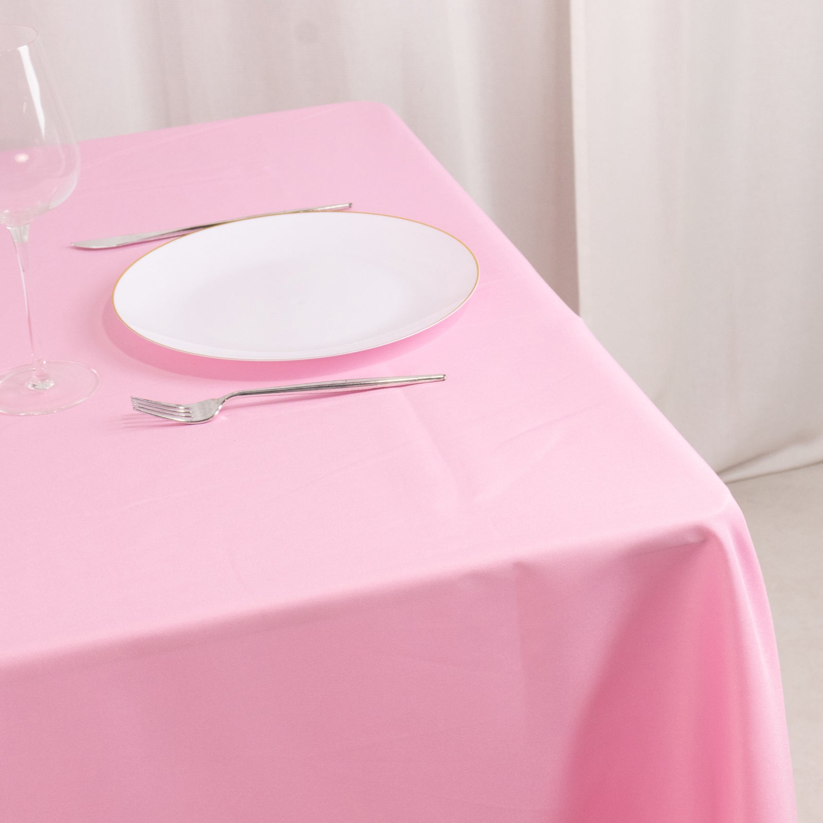 Premium Polyester Square Tablecloth 70x70 Pink 220GSM Wrinkle-Resistant Table Cover