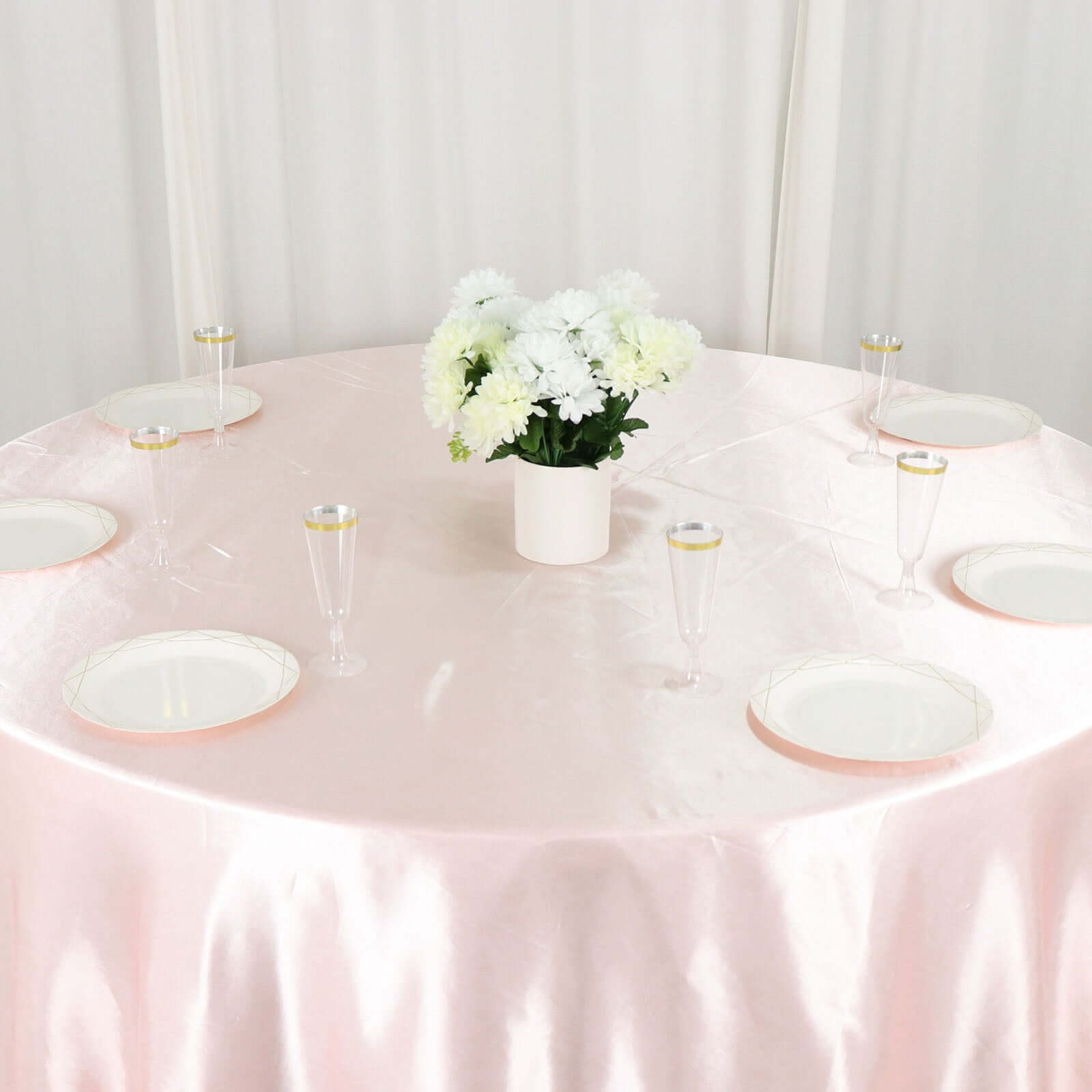 Satin 132 Round Tablecloth Blush - Stylish Seamless Table Cover