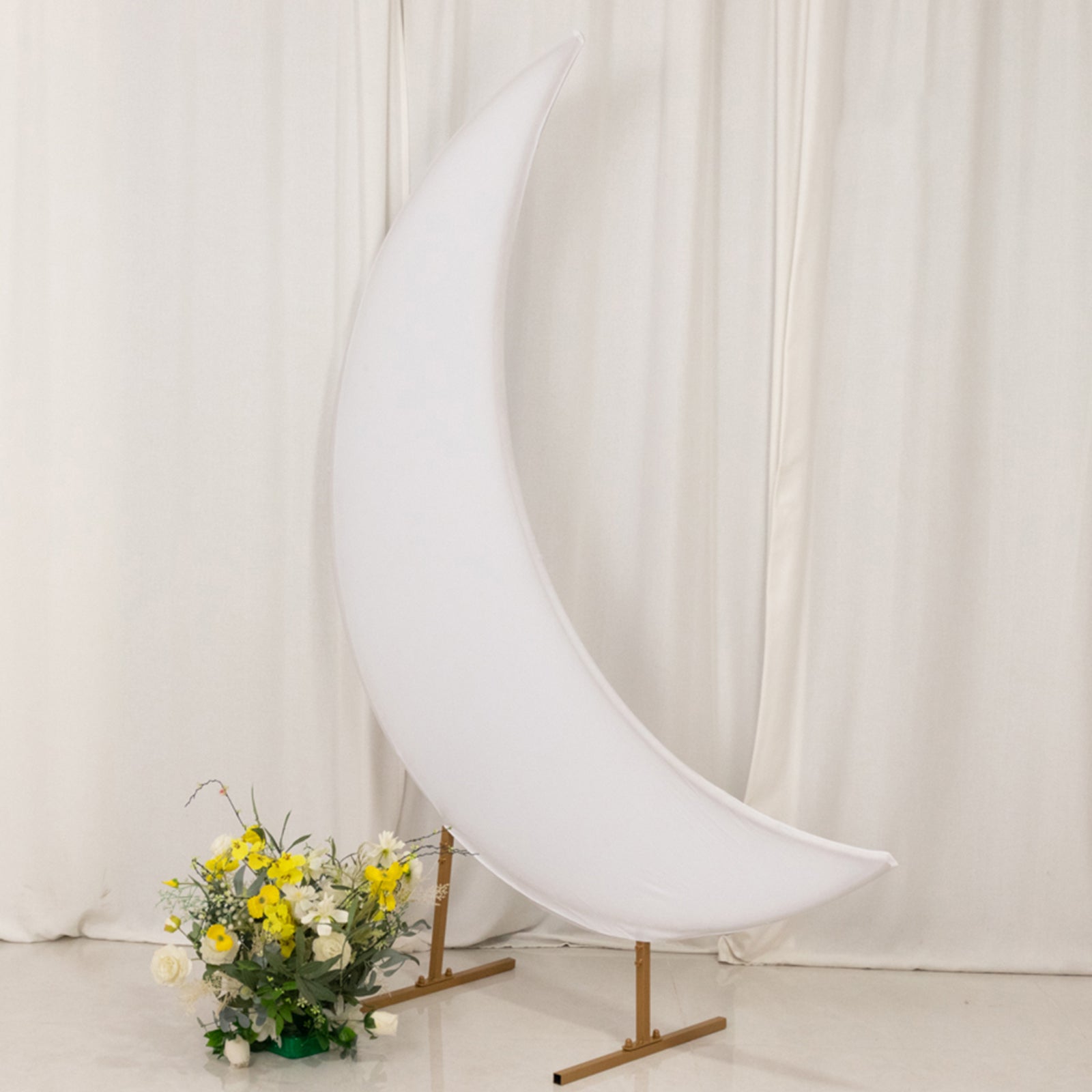 6.5ft White Spandex Crescent Moon Chiara Backdrop Stand Cover, Custom Stretch Fitted Wedding Arch Cover