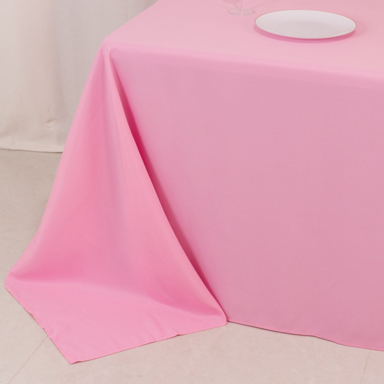 Premium Polyester 90x132 Rectangle Tablecloth Pink - Seamless 220GSM Stain-Resistant Table Cover