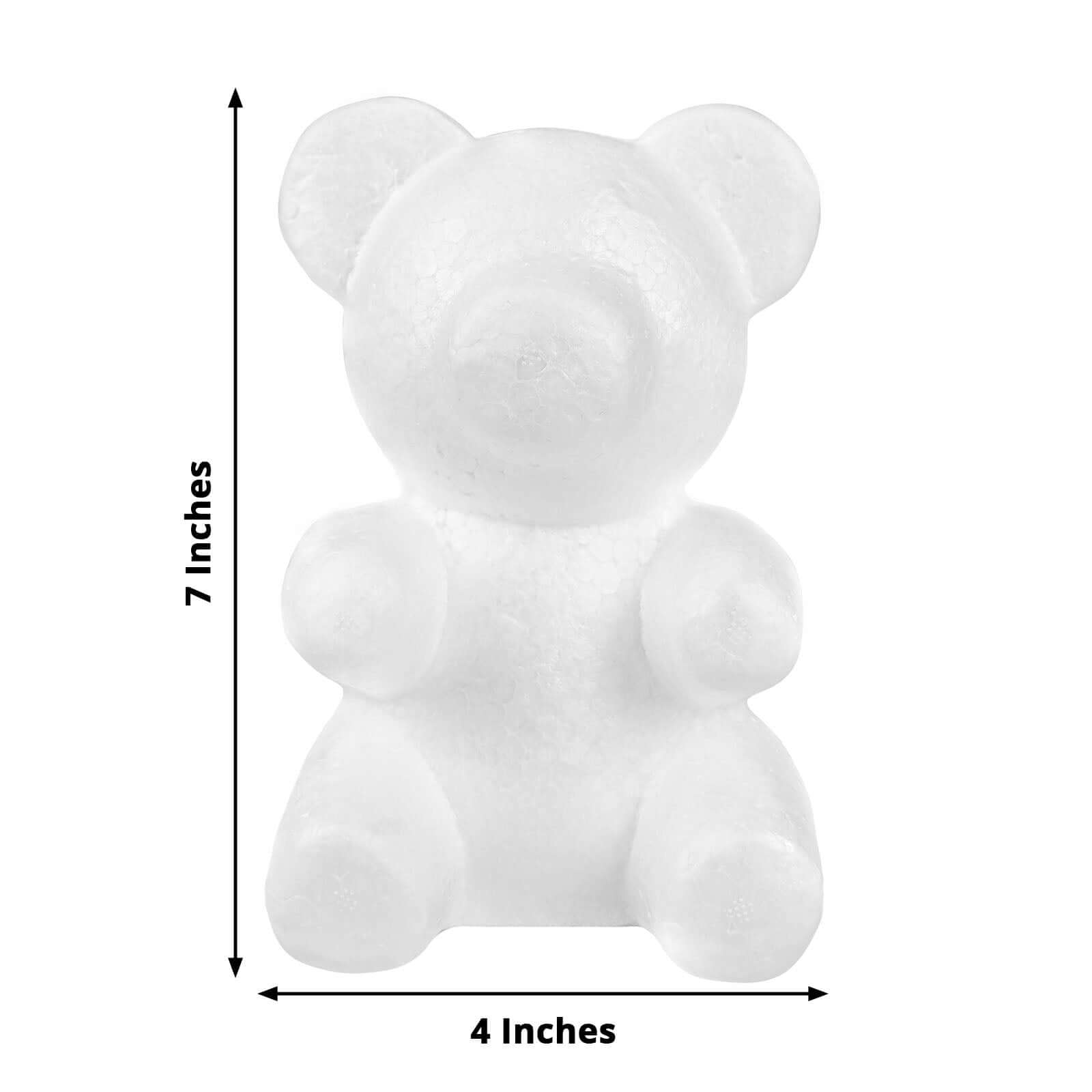 2 Pack 7 DIY White 3D Modeling StyroFoam Bears, Polystyrene Craft Foam Animals