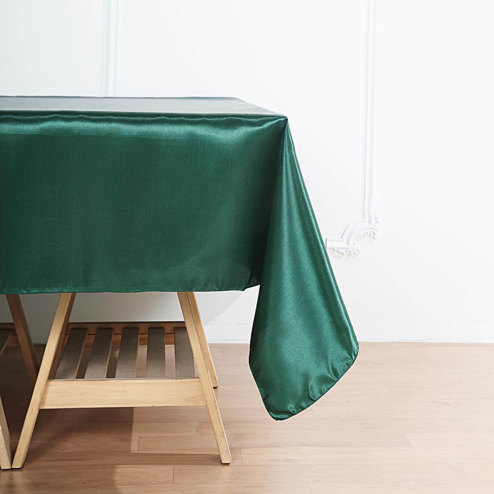 Satin 72x72 Table Overlay Square Tablecloth Hunter Emerald Green - Smooth Finish Table Cover