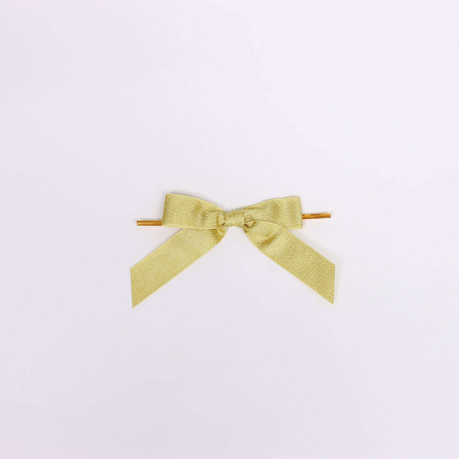 50 Pcs 4 Nylon Ribbon Bows With Twist Ties, Gift Basket Party Favor Bags Decor - Gold Glitter Design