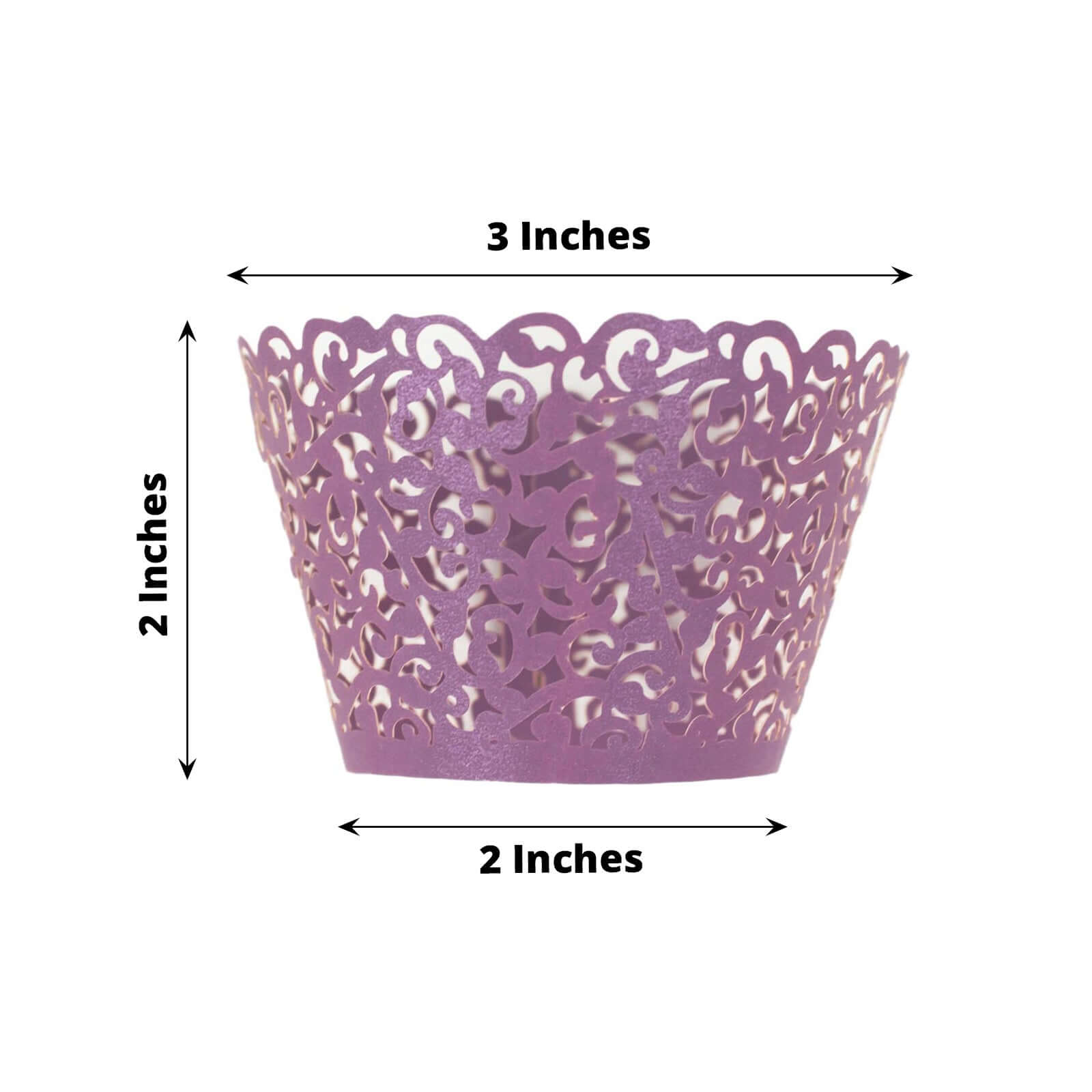 25-Pack Paper Cupcake Wrappers Lace Laser Cut Design Purple - Muffin Baking Cup Trays for Events