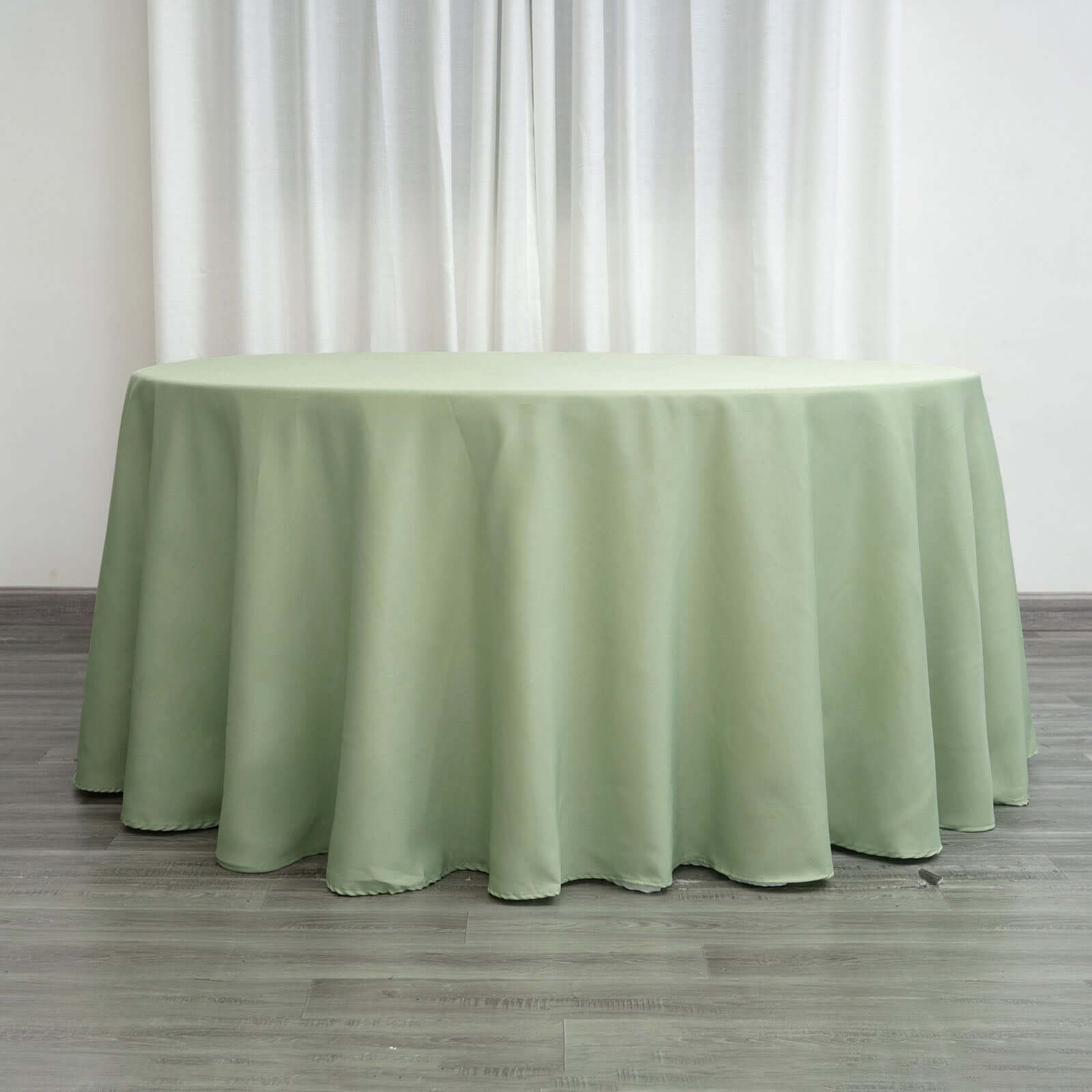 Polyester 120 Round Tablecloth Sage Green - Seamless Wrinkle-Resistant Table Cover