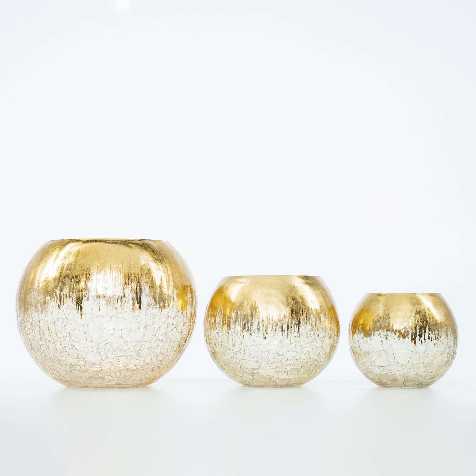 Glass Flower Vase Gold Foiled Crackle Bubble - Decorative Floral Centerpiece for Tables 6