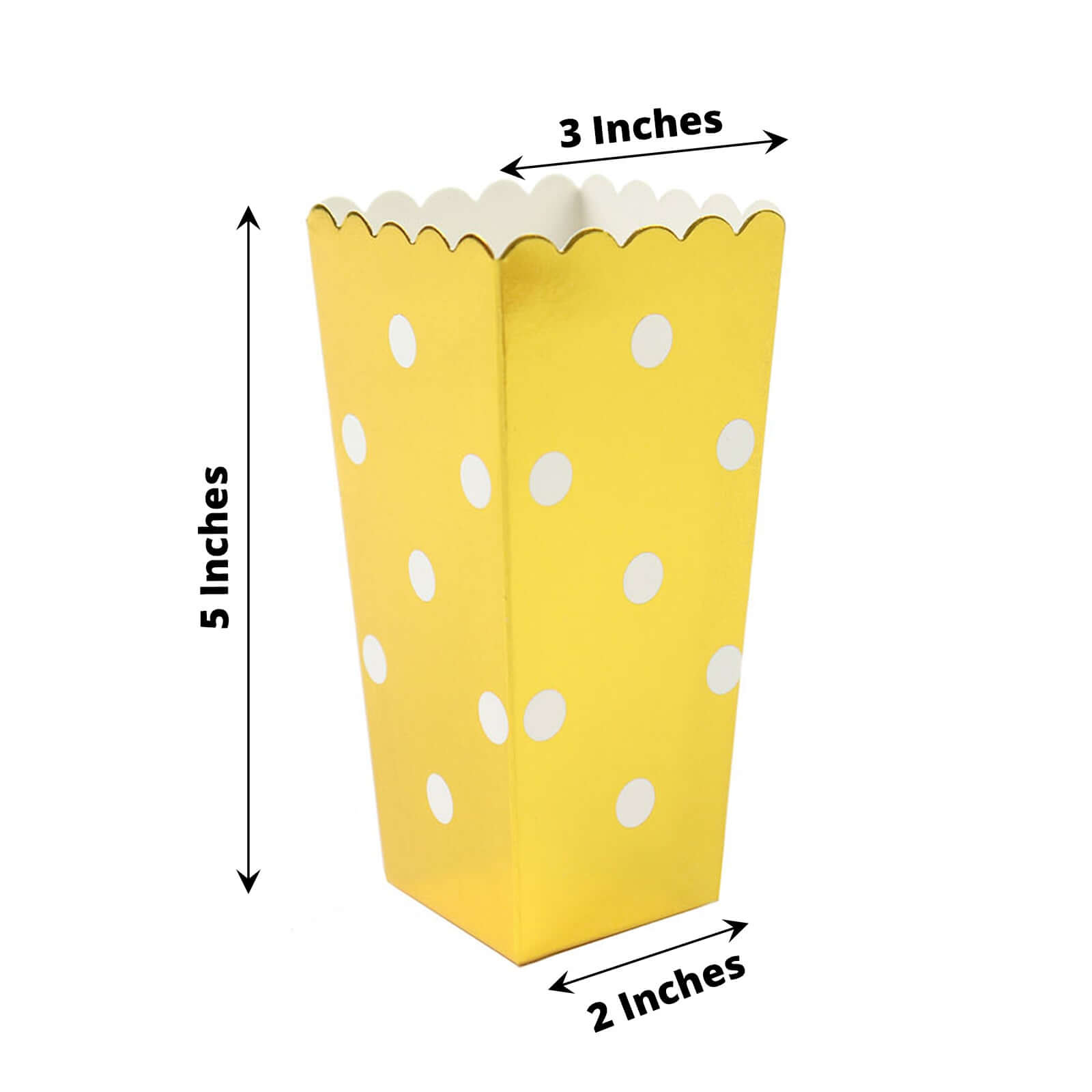 36 Pack 5 White Gold Design Mini Paper Popcorn Boxes, Candy Favor Disposable Bags - Stripe, Polka Dot, Solid Style