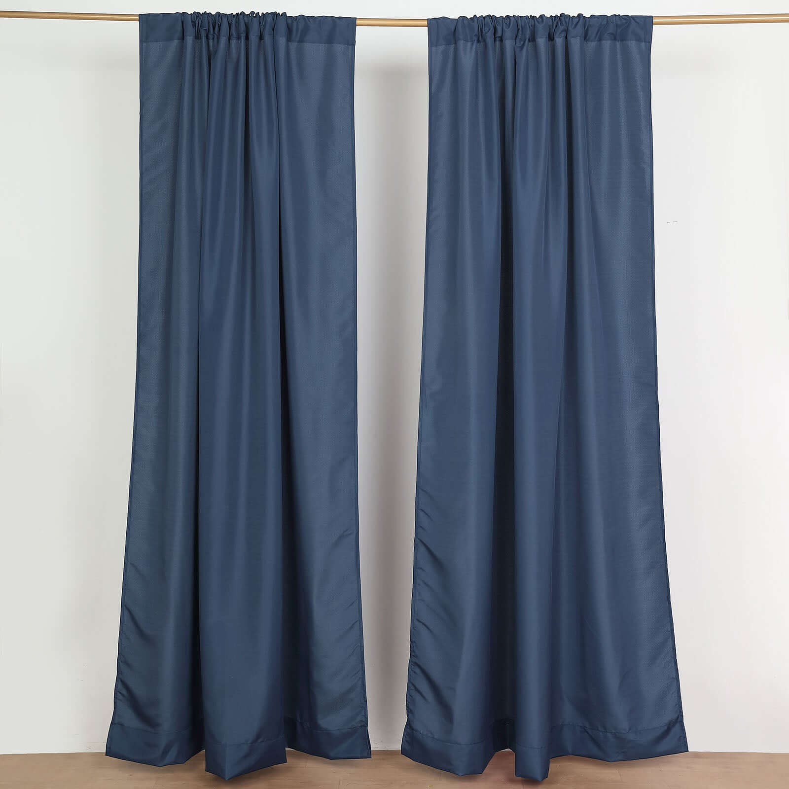 2 Pack Navy Blue Polyester Event Curtain Drapes, 10ftx8ft Backdrop Event Panels With Rod Pockets 130 GSM