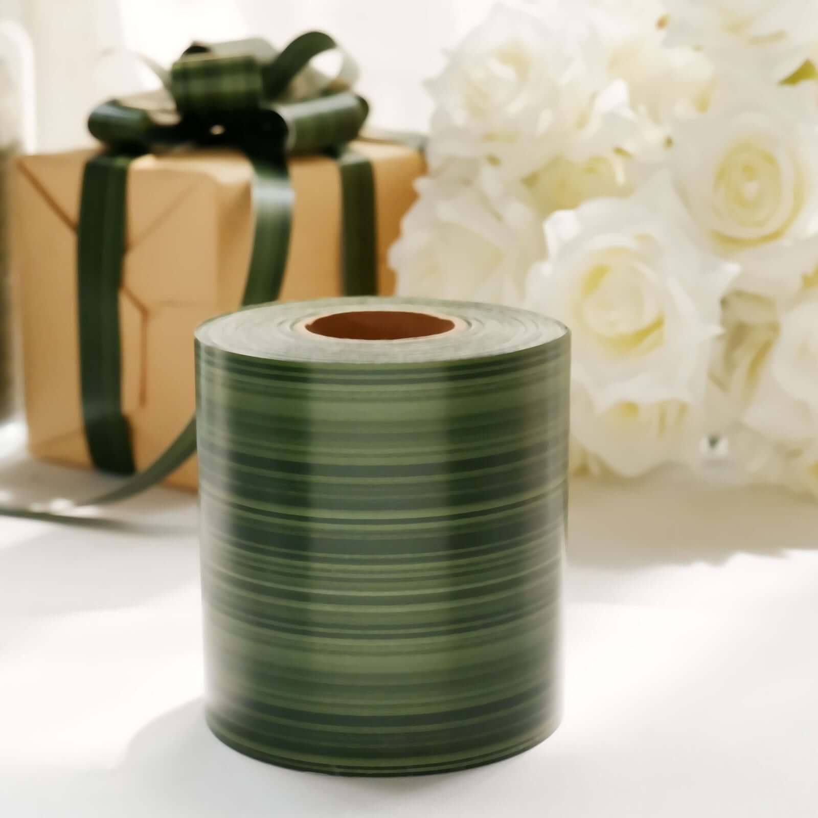 50 Yards 4 Green Ti Leaf Two Sided Floral Waterproof Satin Ribbon, DIY Bouquet Craft Supplies Wrap