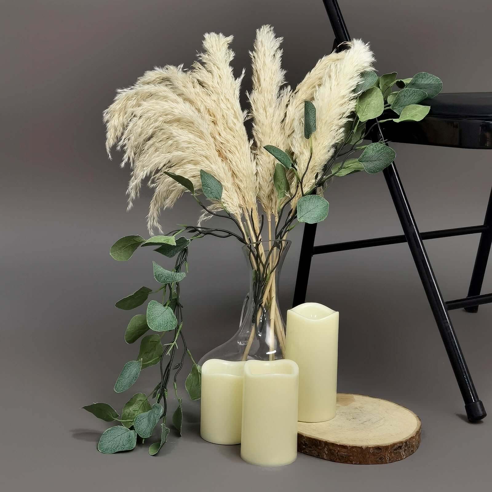 6 Stems Natural Dried Pampas Grass Decor Wheat Tint - Versatile Plant Sprays for Boho Chic Vase Displays Backdrops & Event Styling 32