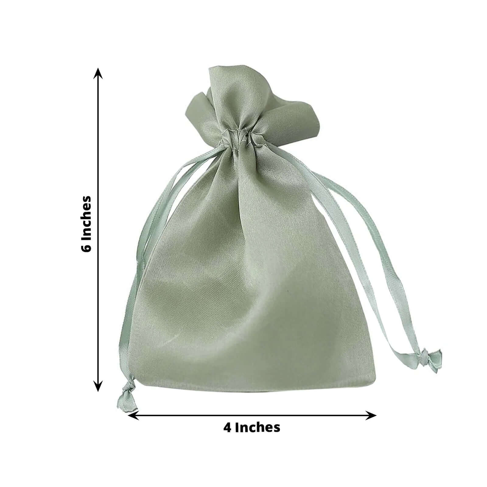 12 Pack 4x6 Sage Green Satin Drawstring Wedding Party Favor Gift Bags