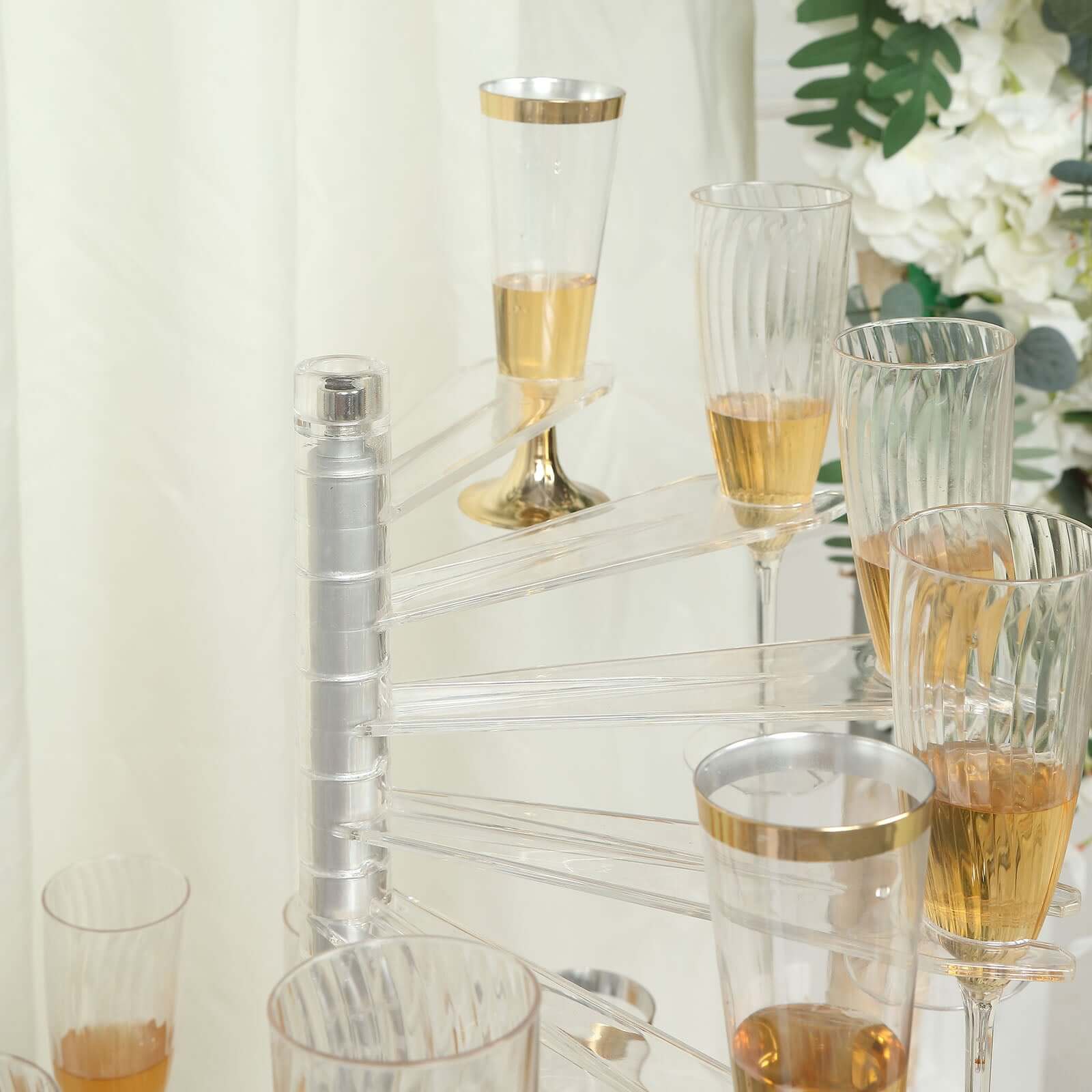 Champagne Glass Holder Tower Clear Acrylic Spiral Design - Flute Display Rack Cocktail Tree Stand with 40 Holders for Professional & Home Use 4.5ft