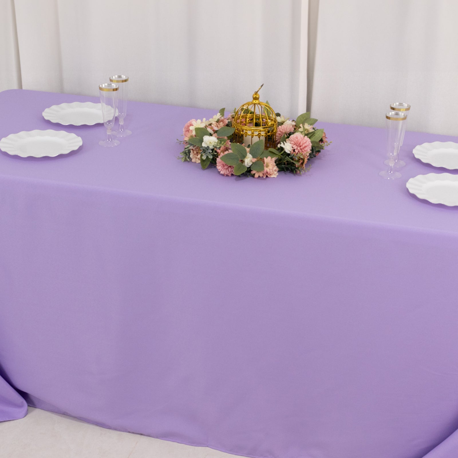 Premium Polyester 90x132 Rectangle Tablecloth Lavender Lilac - Seamless 220GSM Stain-Resistant Table Cover