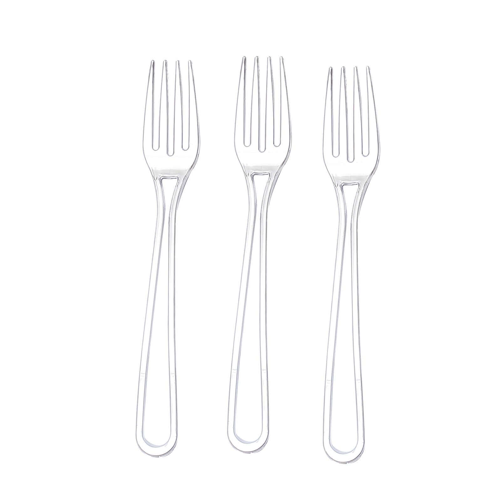 24-Pack Plastic Forks with Modern Hollow Handle Design Silver - Stylish Disposable Utensils 7