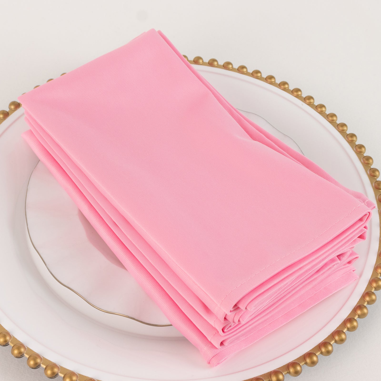 5 Pack Premium Scuba 20x20 Napkins Pink - Durable & Reusable Dinner Napkins